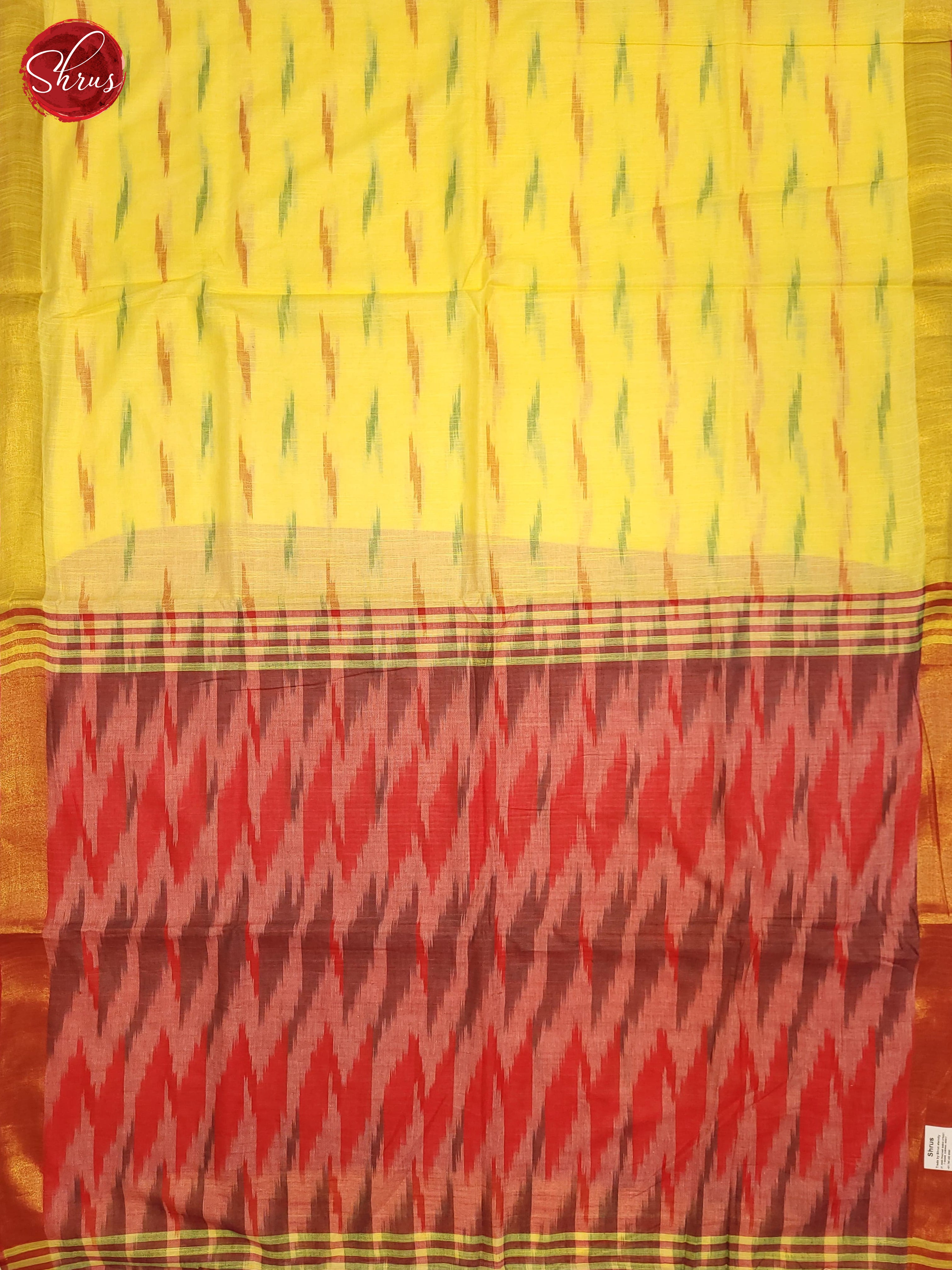 Yellow & Red - Semi Ikkat Saree - Shop on ShrusEternity.com