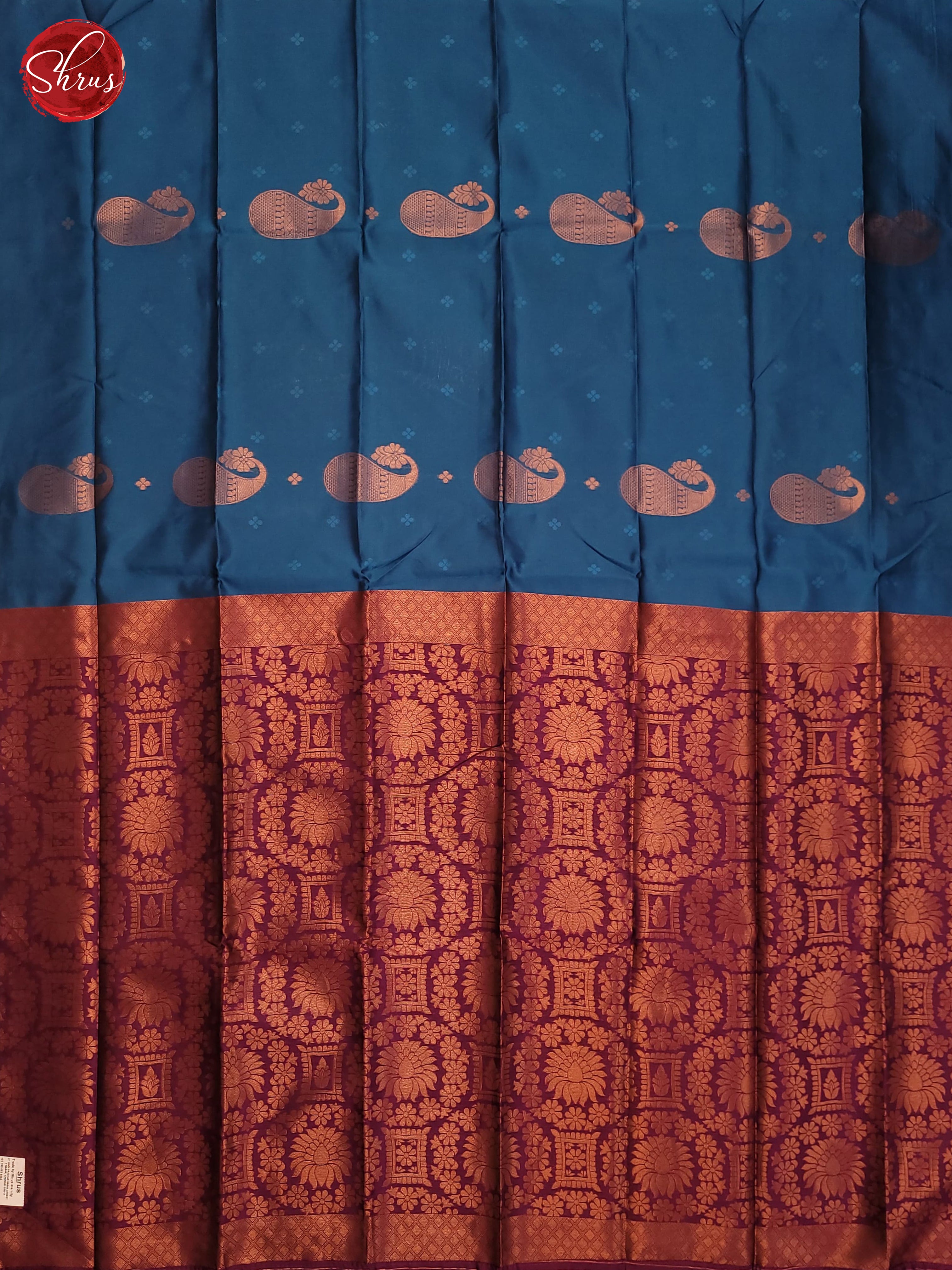 Blue & Purple- Semi Softsilk Saree - Shop on ShrusEternity.com