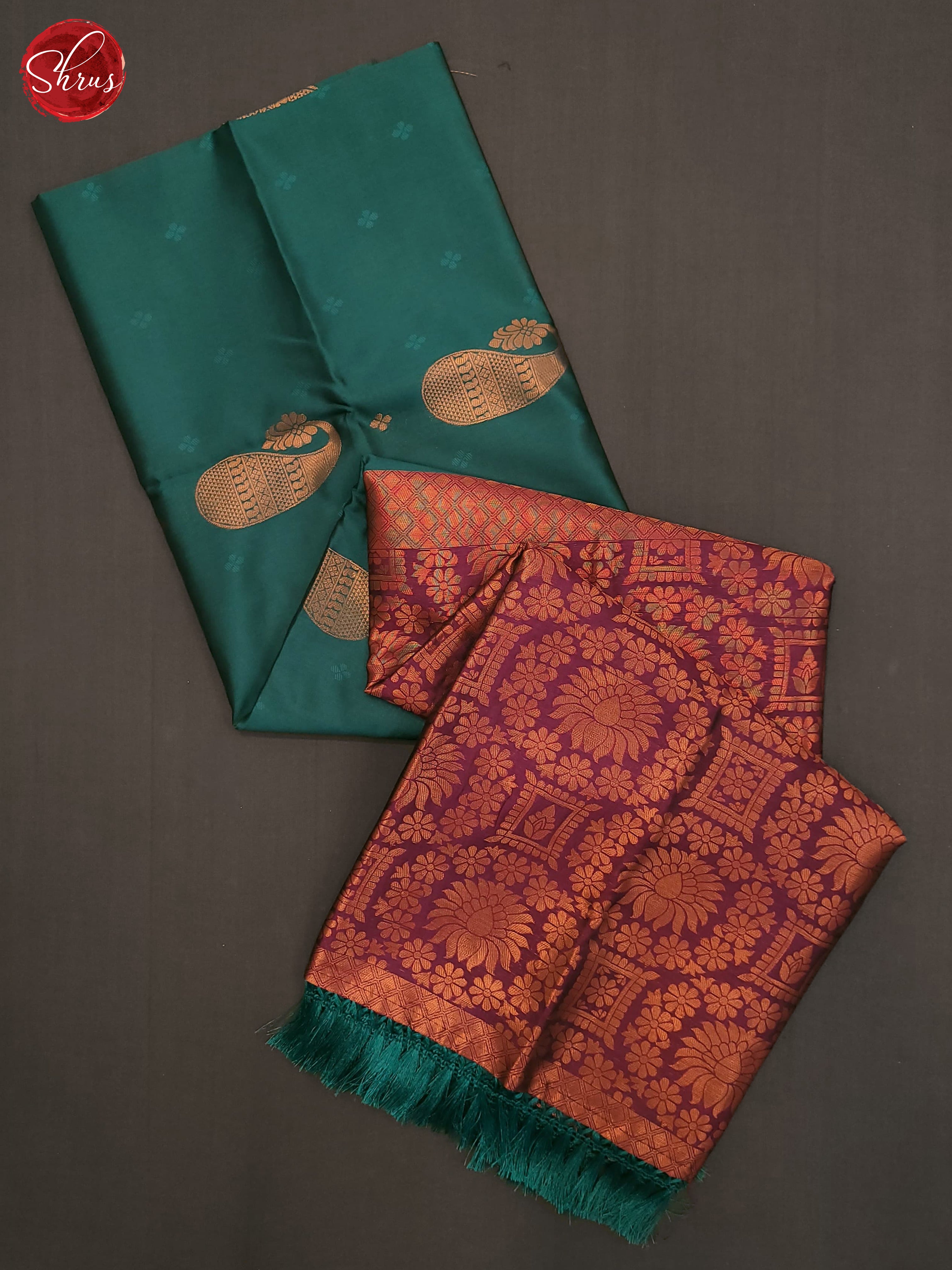 Green & Purple- Semi Softsilk Saree - Shop on ShrusEternity.com