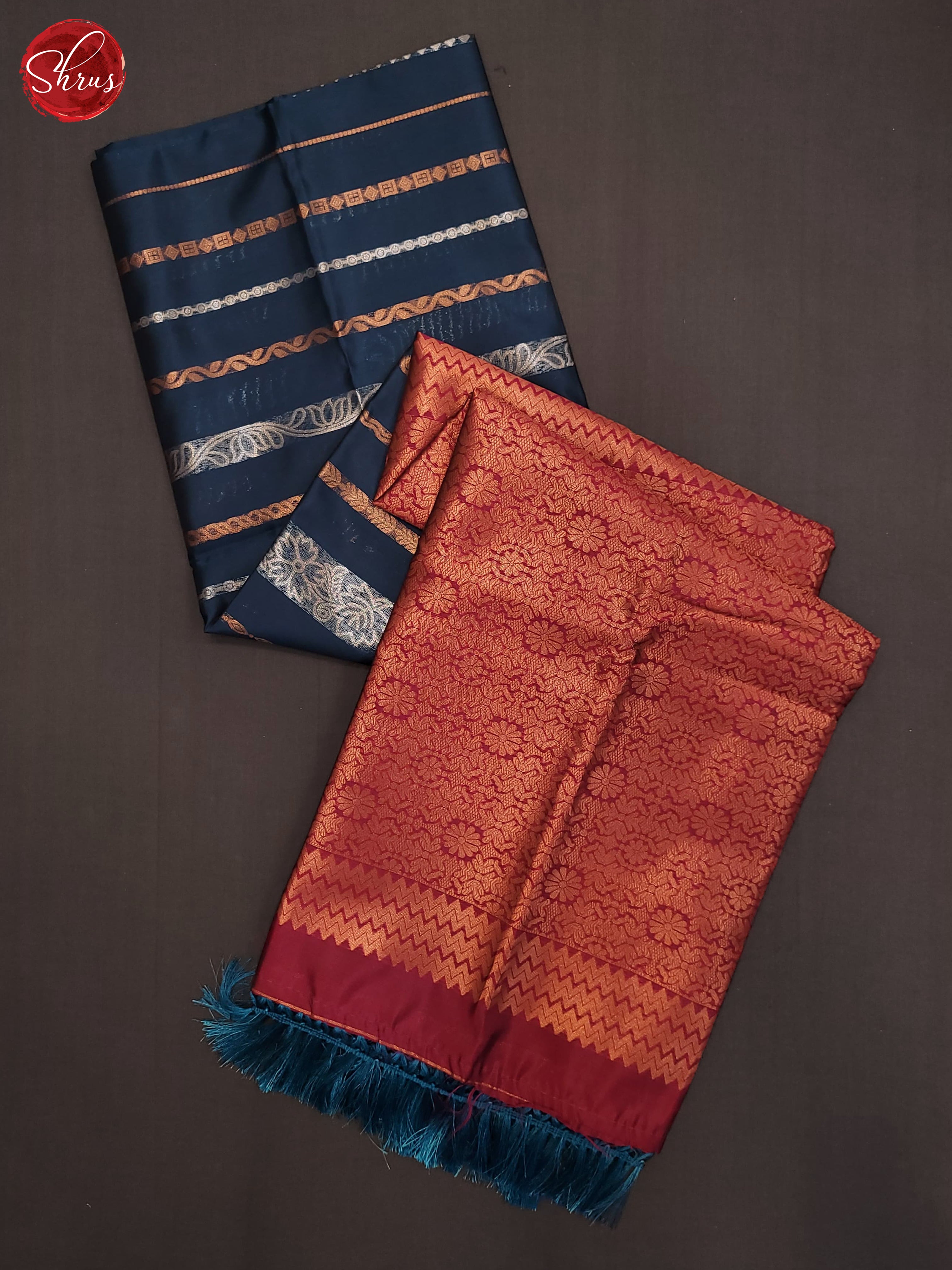German Blue & Maroon - Semi Softsilk Saree - Shop on ShrusEternity.com