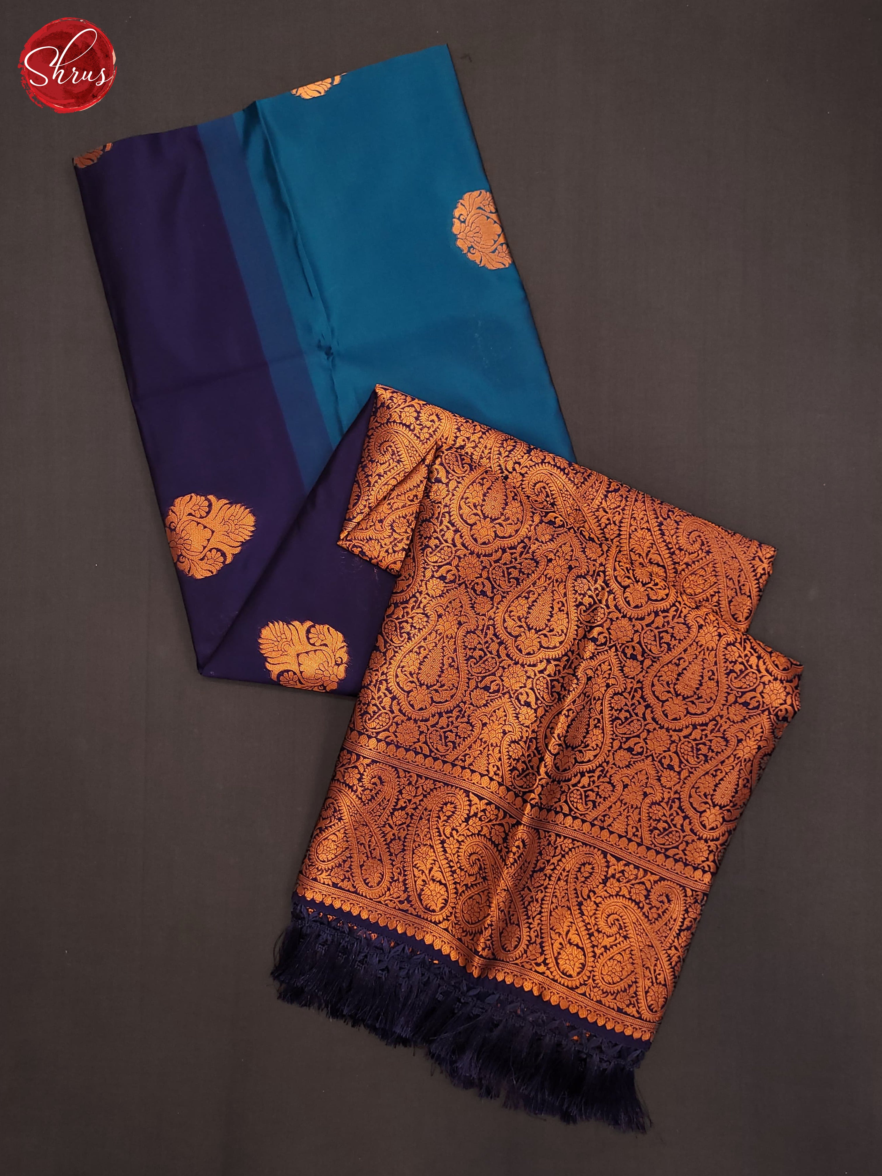 Pink, Blue & Navy Blue - Semi Softsilk Saree - Shop on ShrusEternity.com