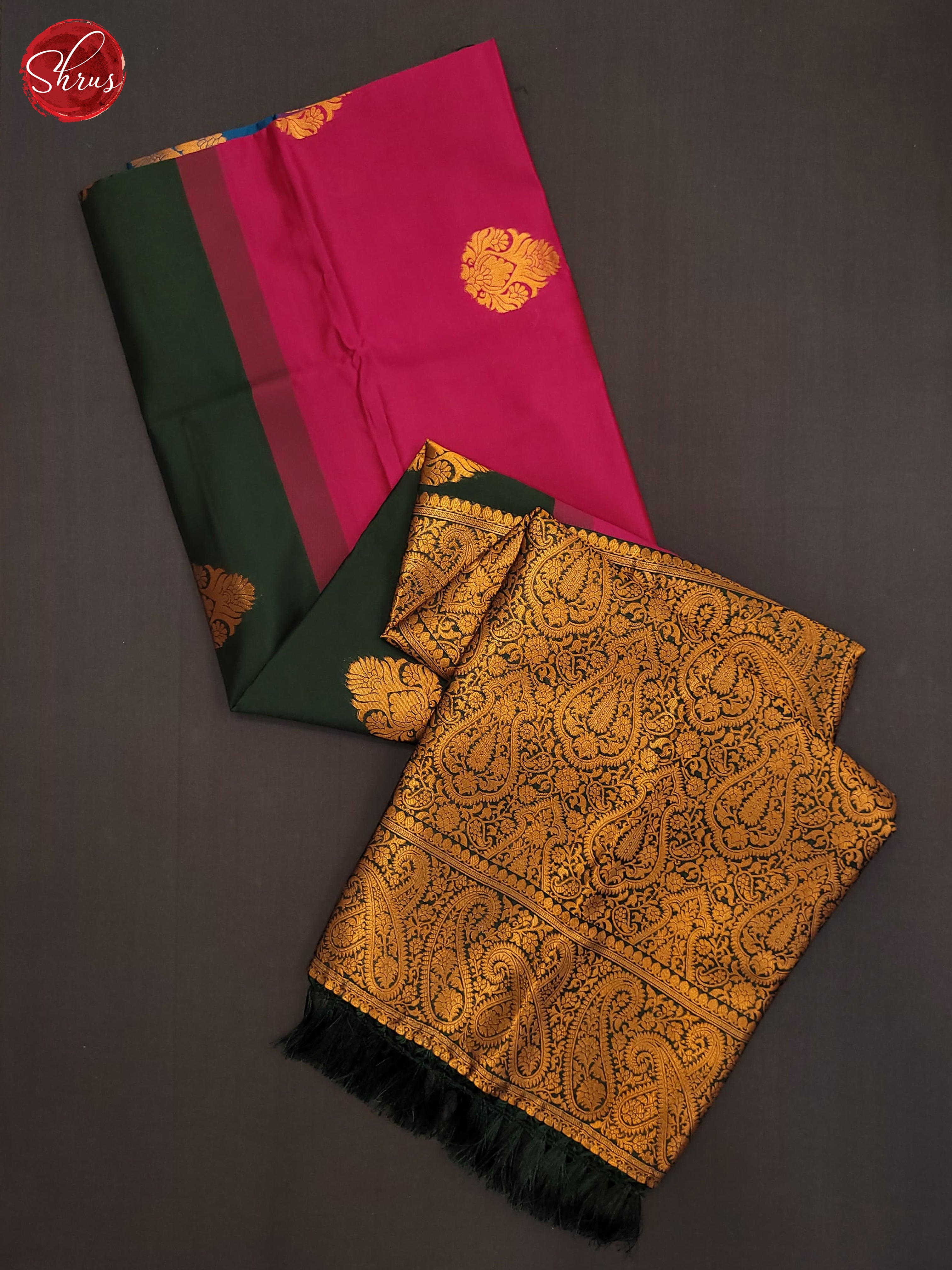 Blue , Pink , Green - Semi Softsilk Saree - Shop on ShrusEternity.com