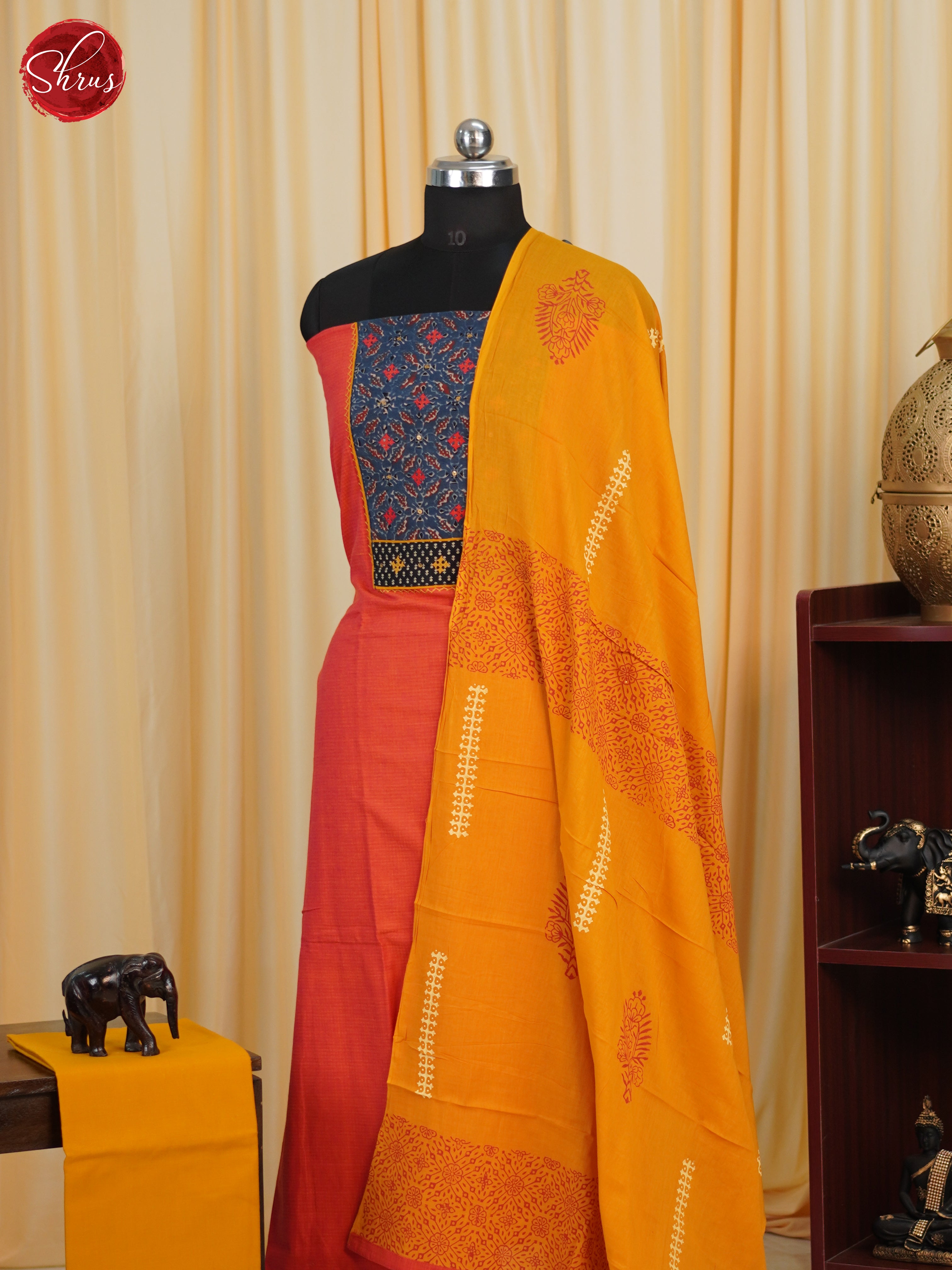 Brick Orange & Orange - Cotton salwar - Shop on ShrusEternity.com