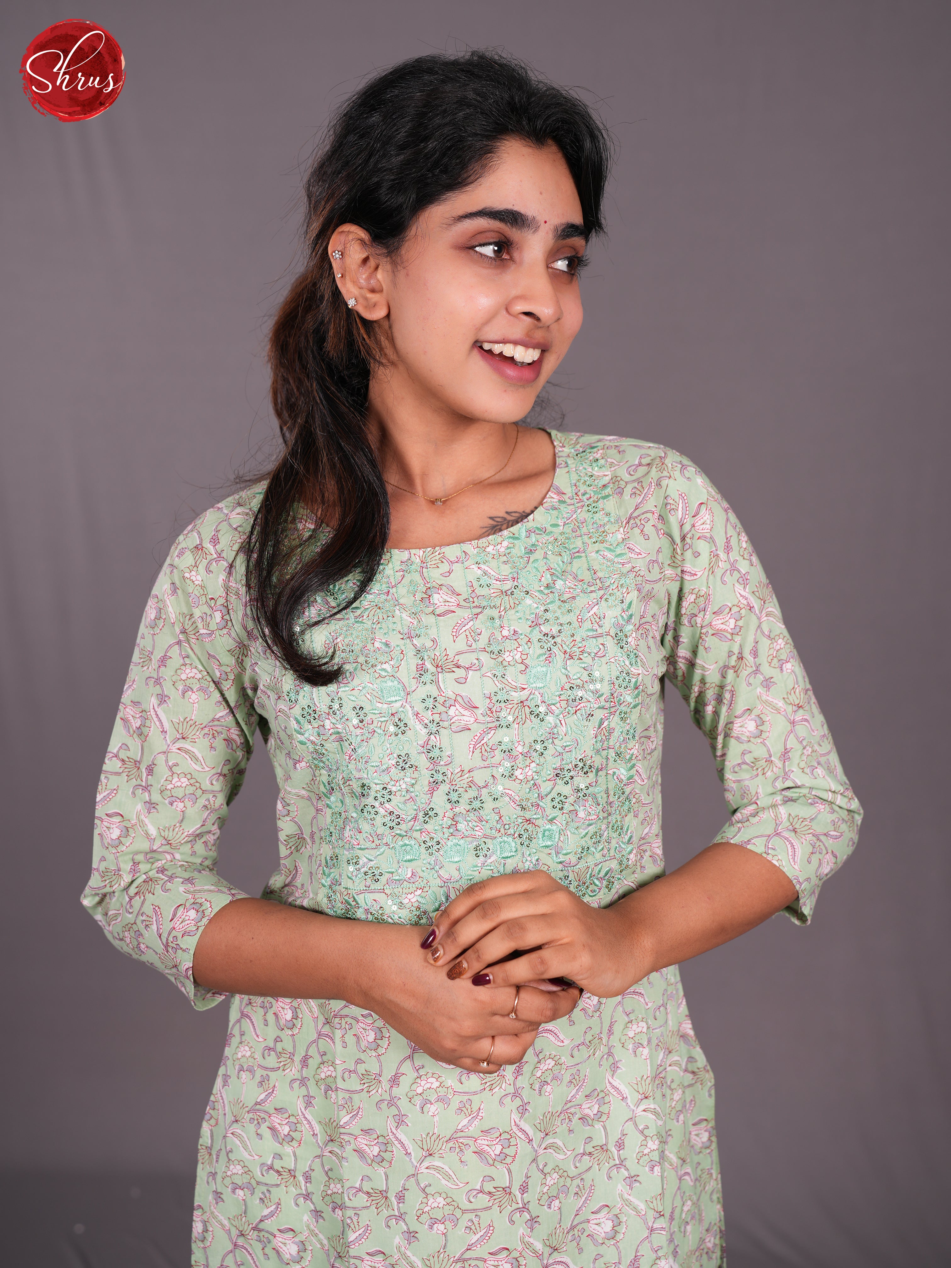 Green - Printed Straight fit Readymade Kurti - Shop on ShrusEternity.com