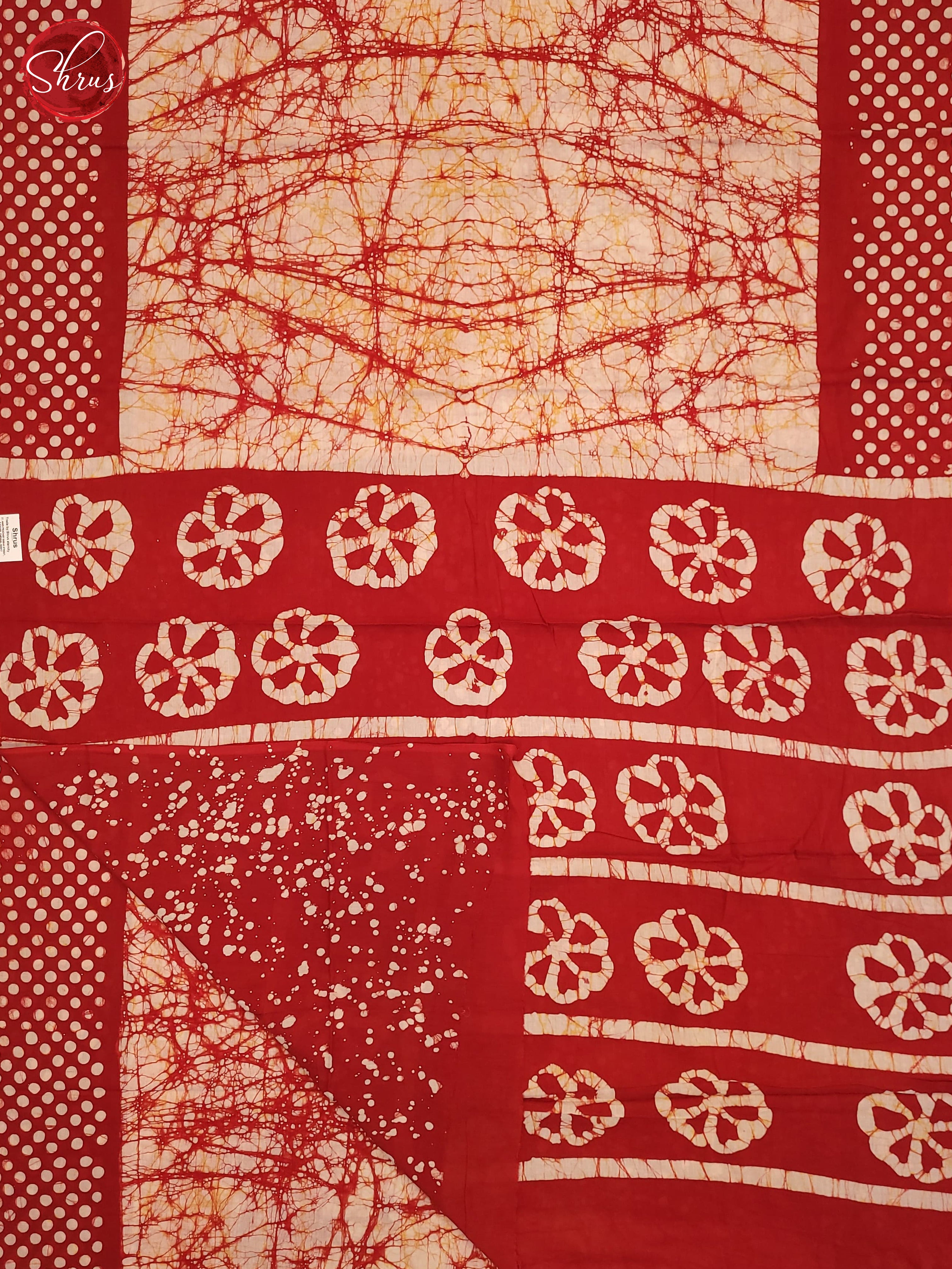 Cream & Red - Jaipur cotton Saree - Shop on ShrusEternity.com