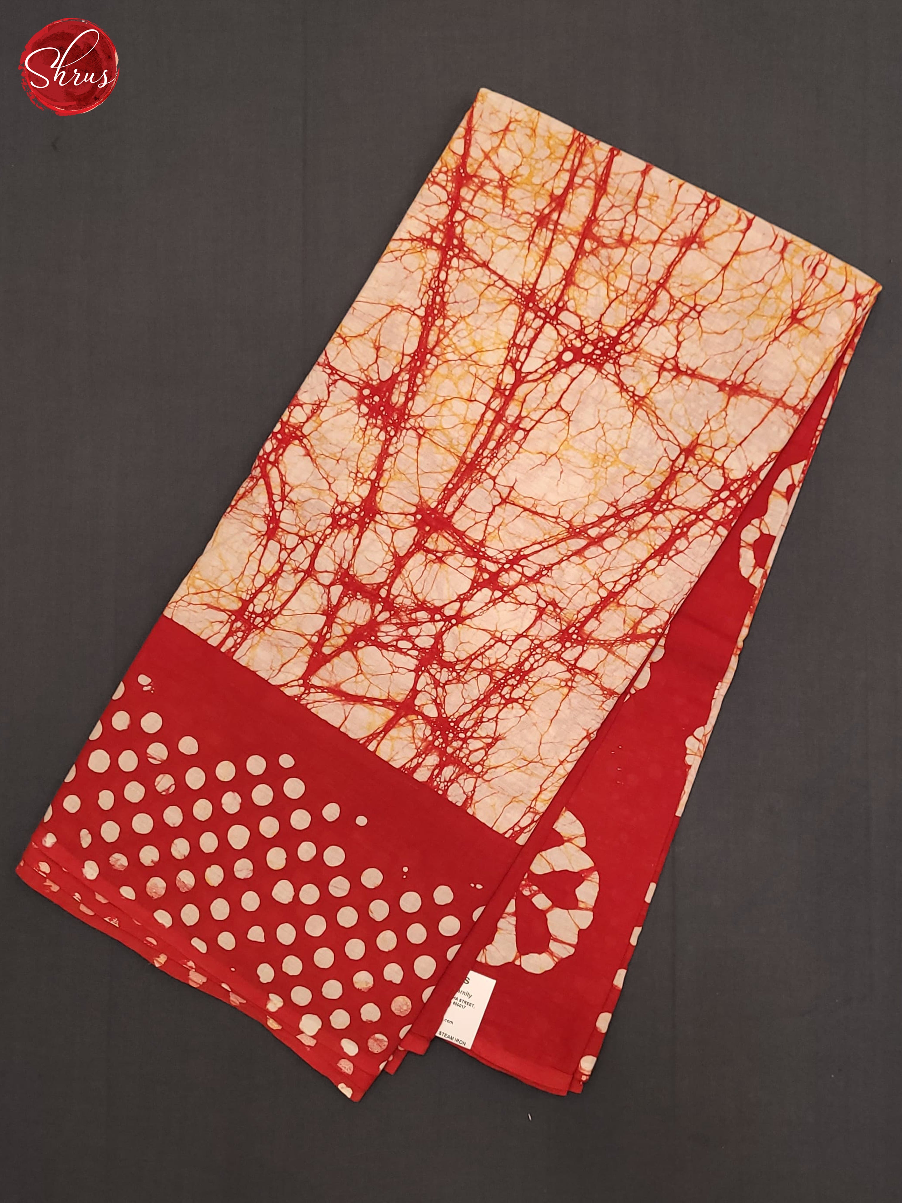 Cream & Red - Jaipur cotton Saree - Shop on ShrusEternity.com