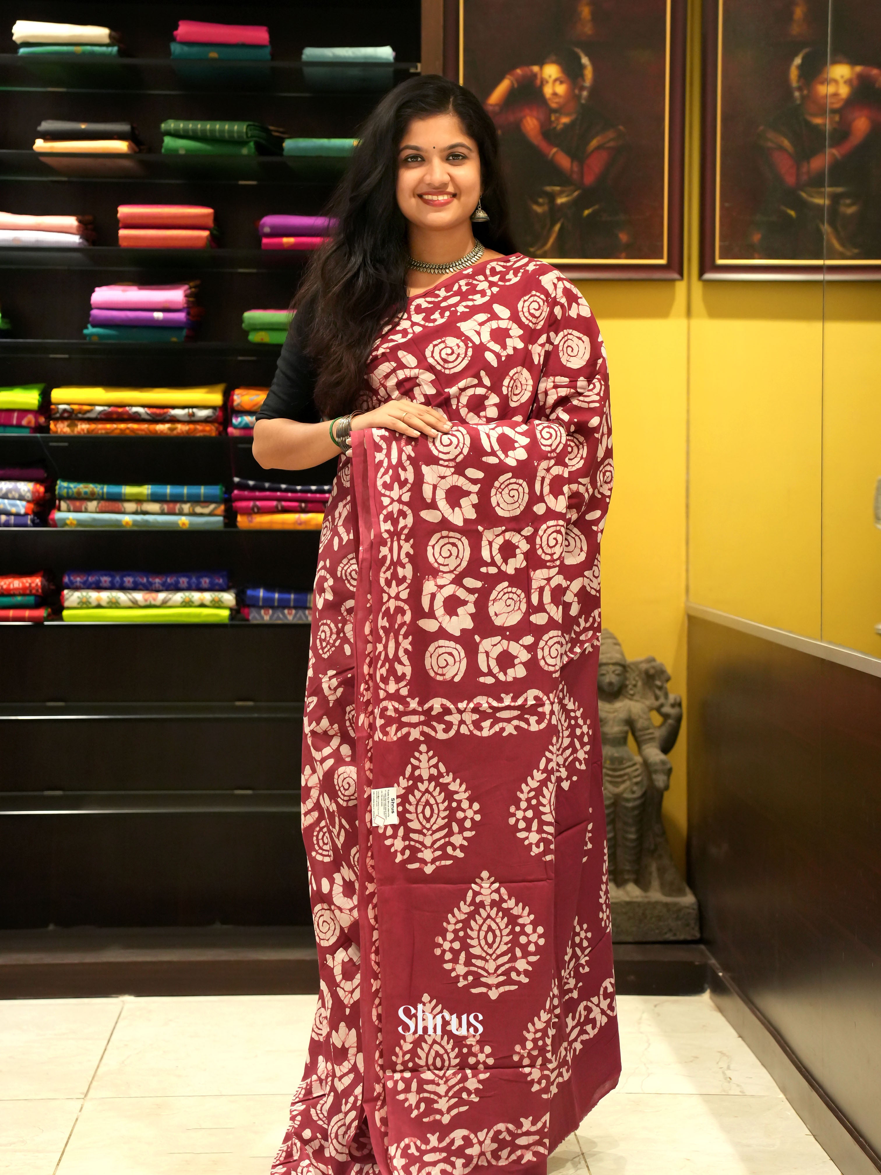 Majenta Pink(Single Tone) - Jaipur cotton Saree - Shop on ShrusEternity.com