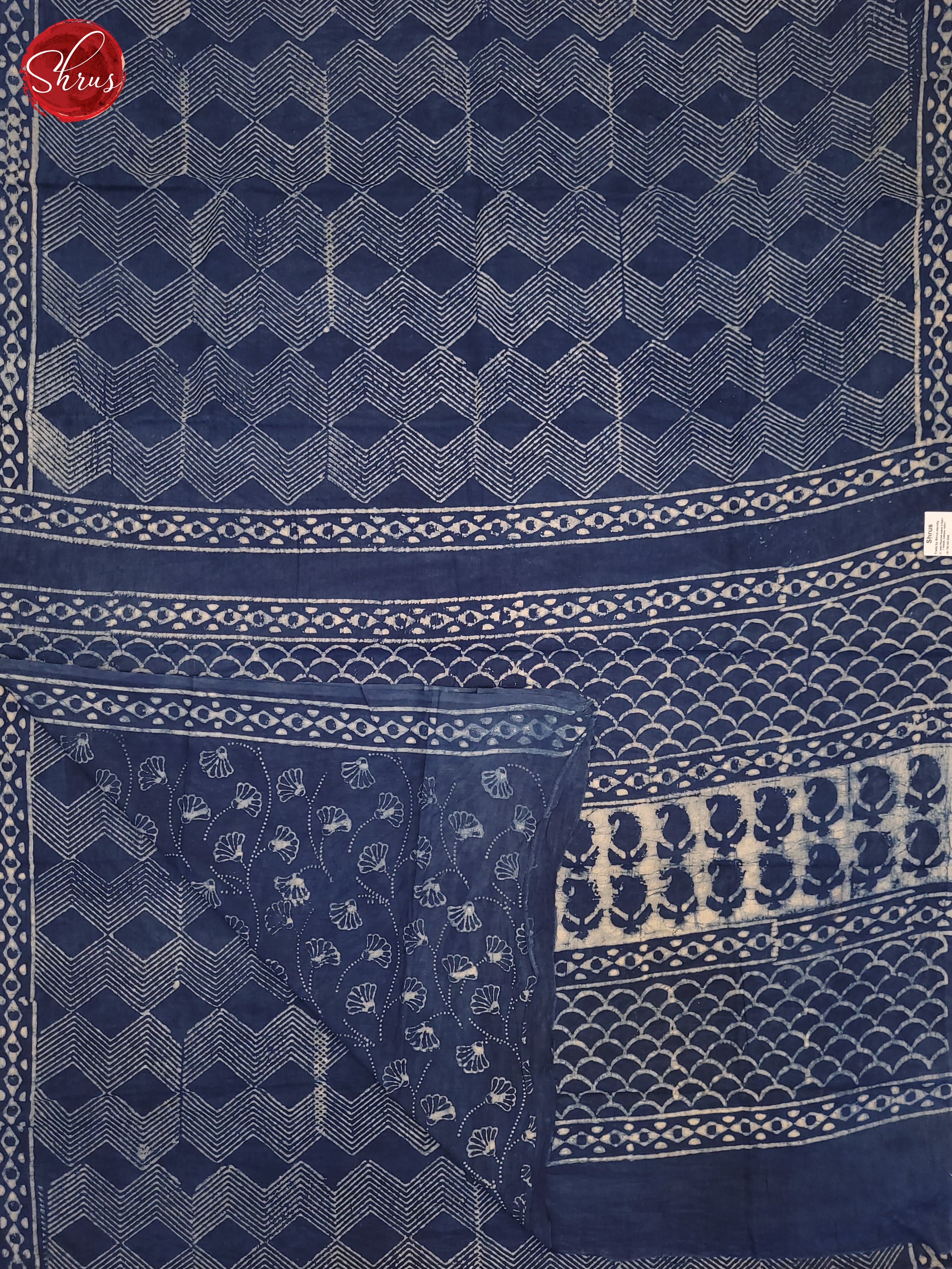 Dark Blue(Single Tone) - Jaipur cotton Saree - Shop on ShrusEternity.com