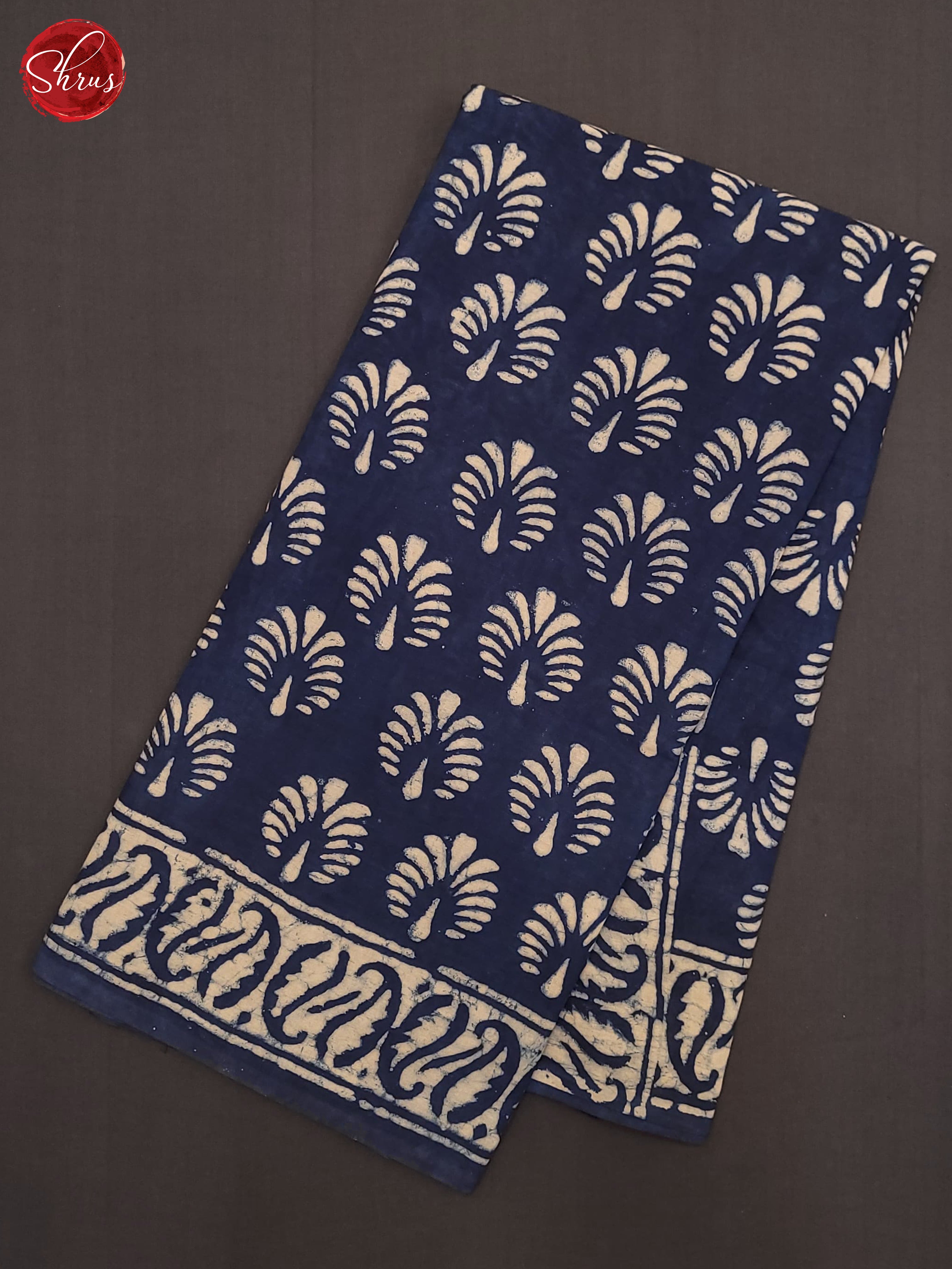 Dark Blue(Single Tone) - Jaipur cotton Saree - Shop on ShrusEternity.com