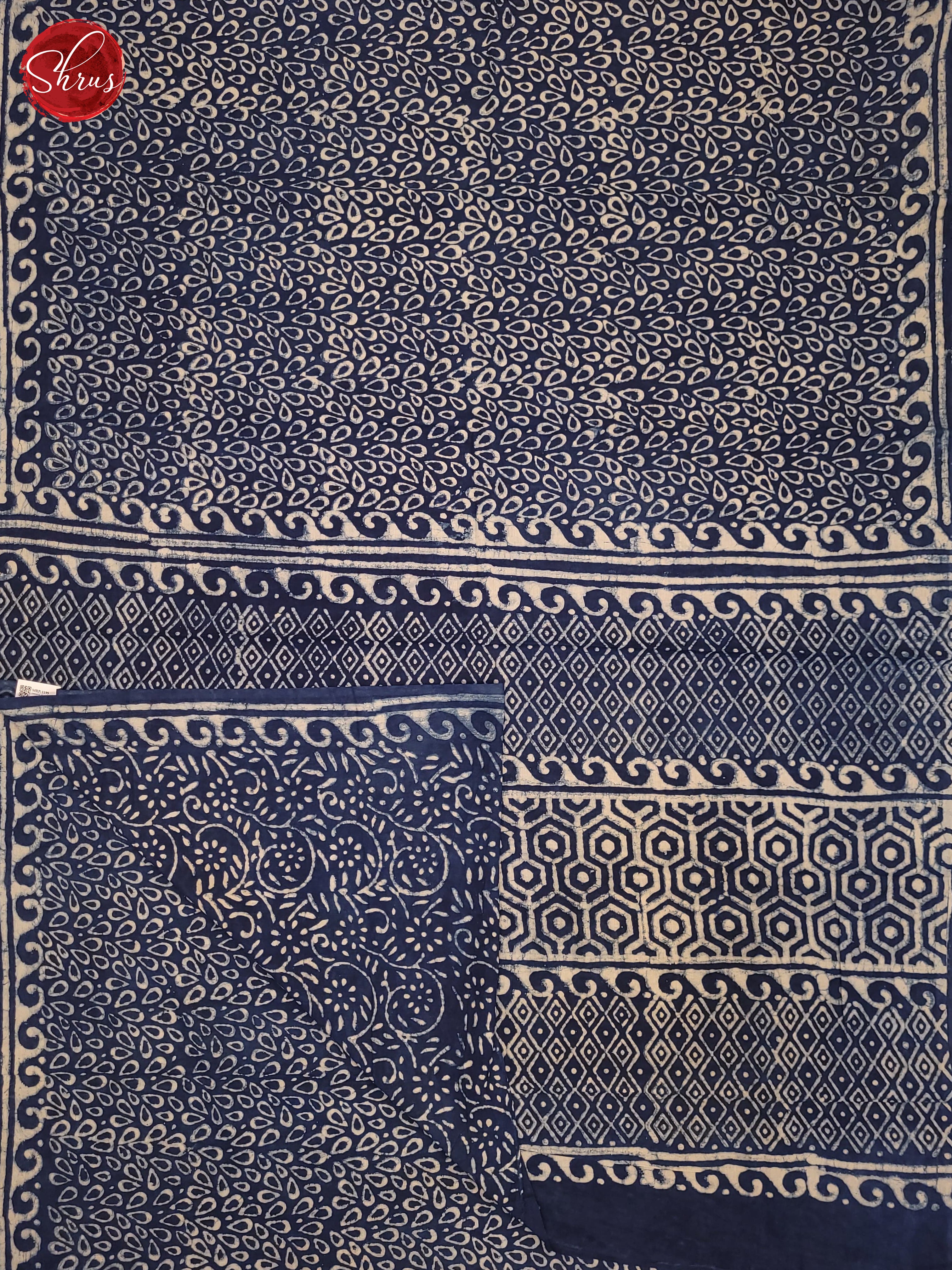 Dark Blue(Single Tone) - Jaipur cotton Saree - Shop on ShrusEternity.com