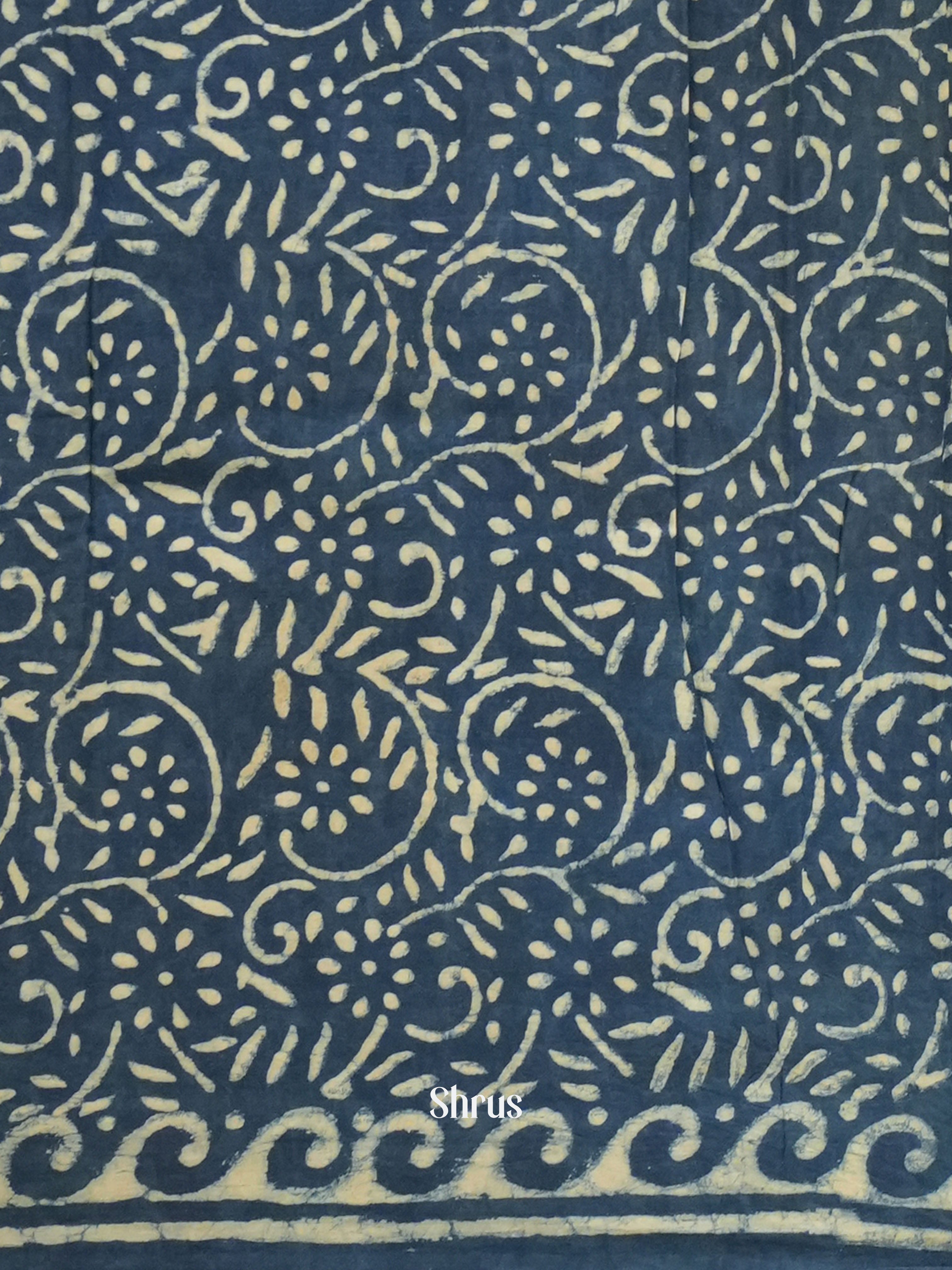 Dark Blue(Single Tone) - Jaipur cotton Saree - Shop on ShrusEternity.com