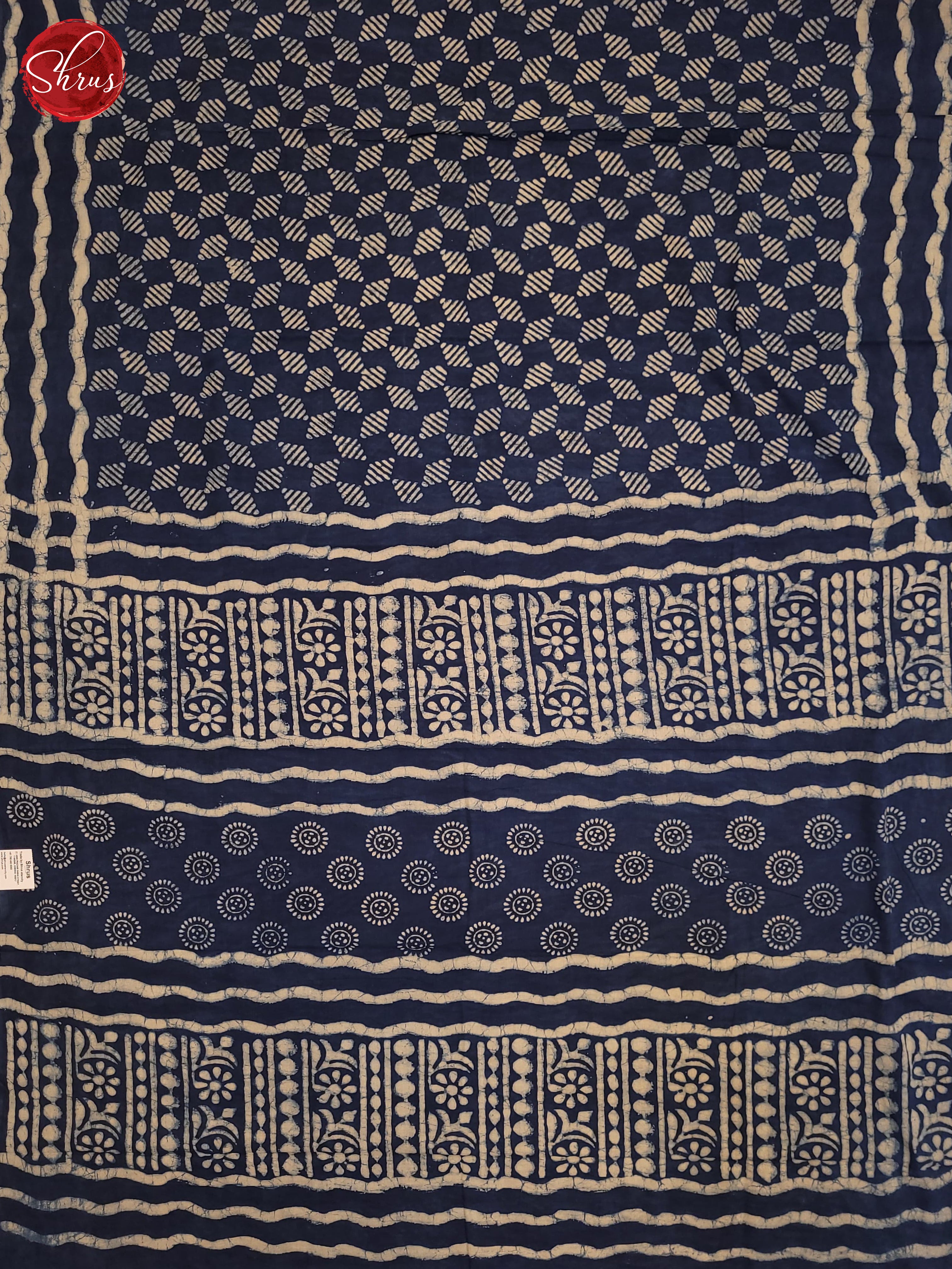 Dark Blue(Single Tone)- Jaipur cotton Saree - Shop on ShrusEternity.com