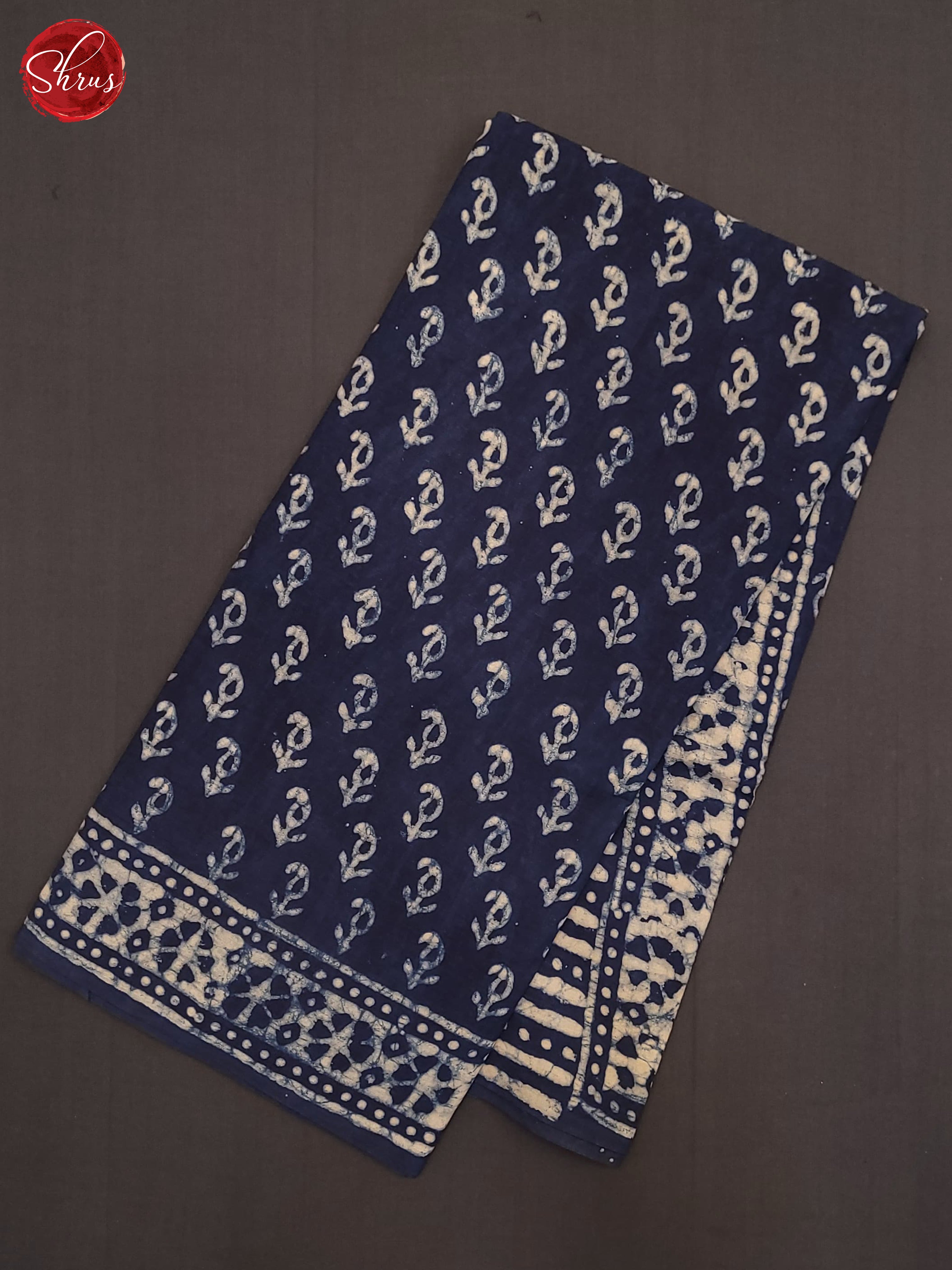 Dark Blue(Single Tone) - Jaipur cotton Saree - Shop on ShrusEternity.com