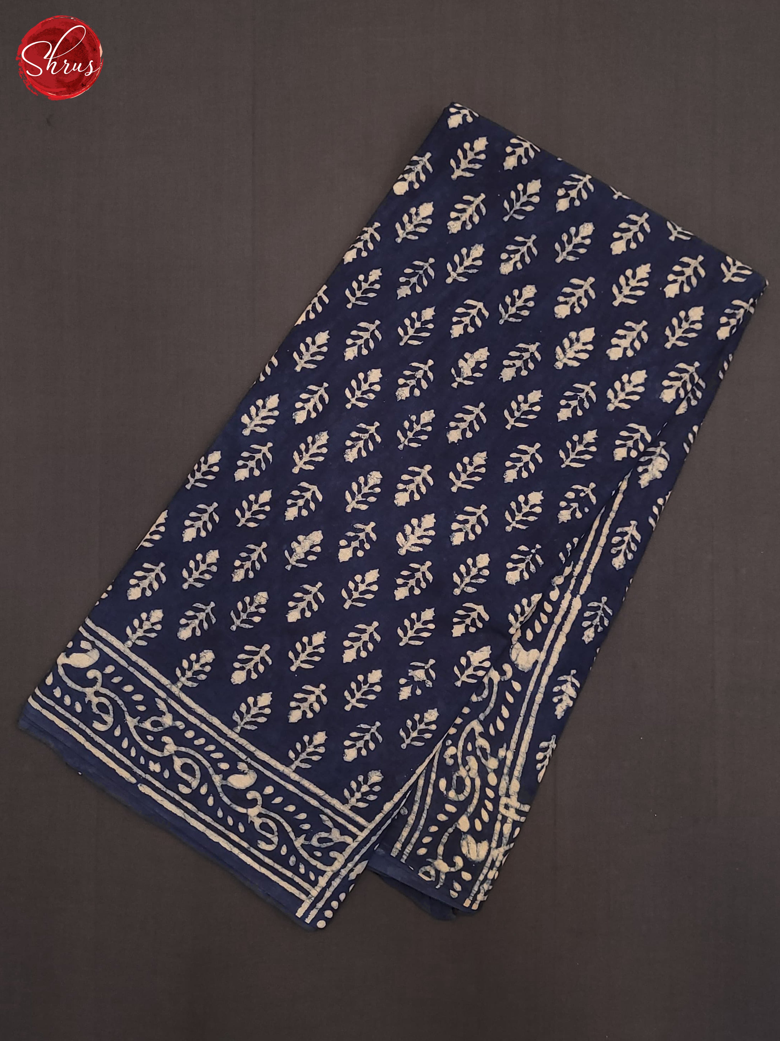 Dark Blue(Single Tone) - Jaipur cotton Saree - Shop on ShrusEternity.com