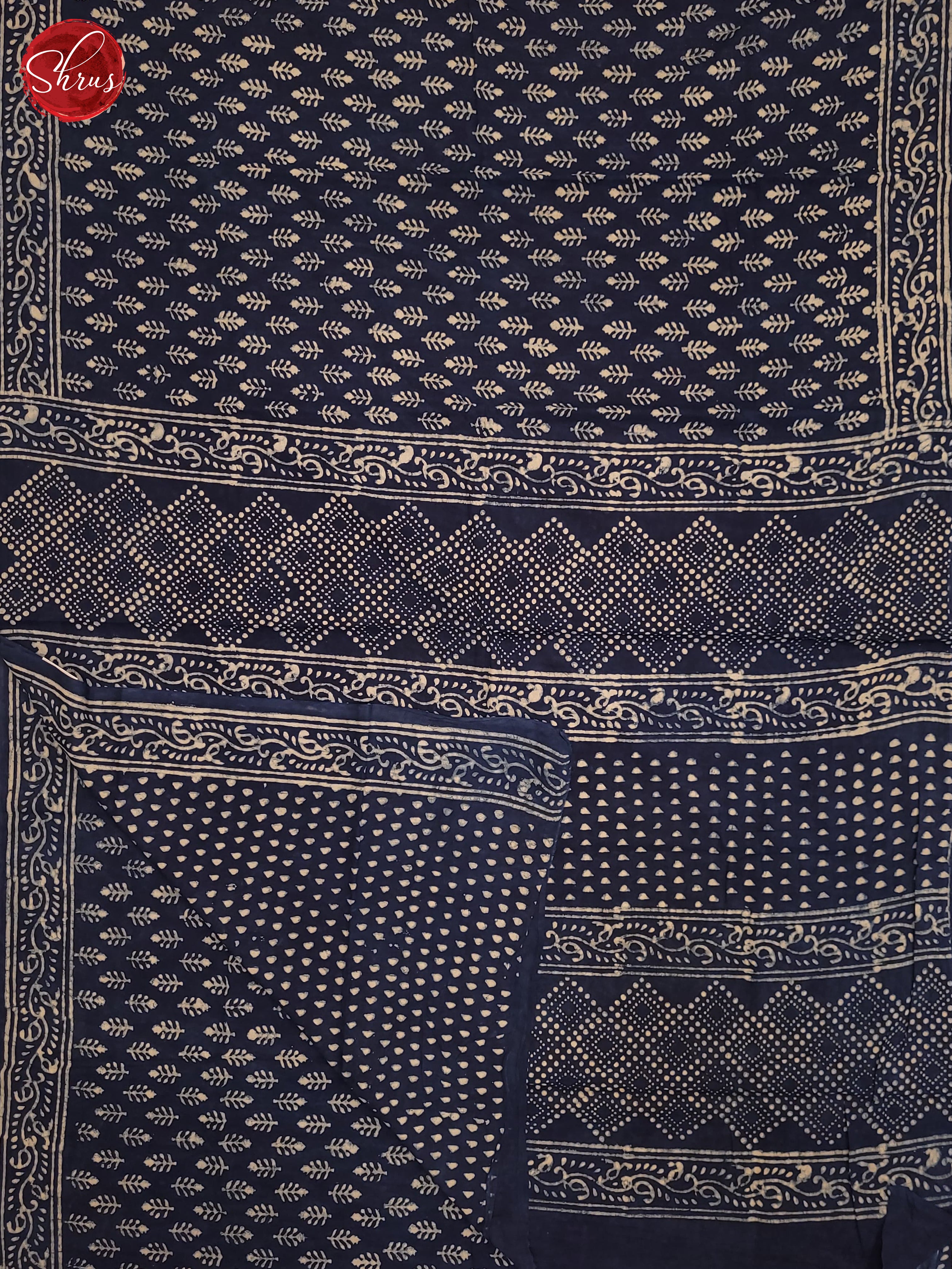 Dark Blue(Single Tone) - Jaipur cotton Saree - Shop on ShrusEternity.com