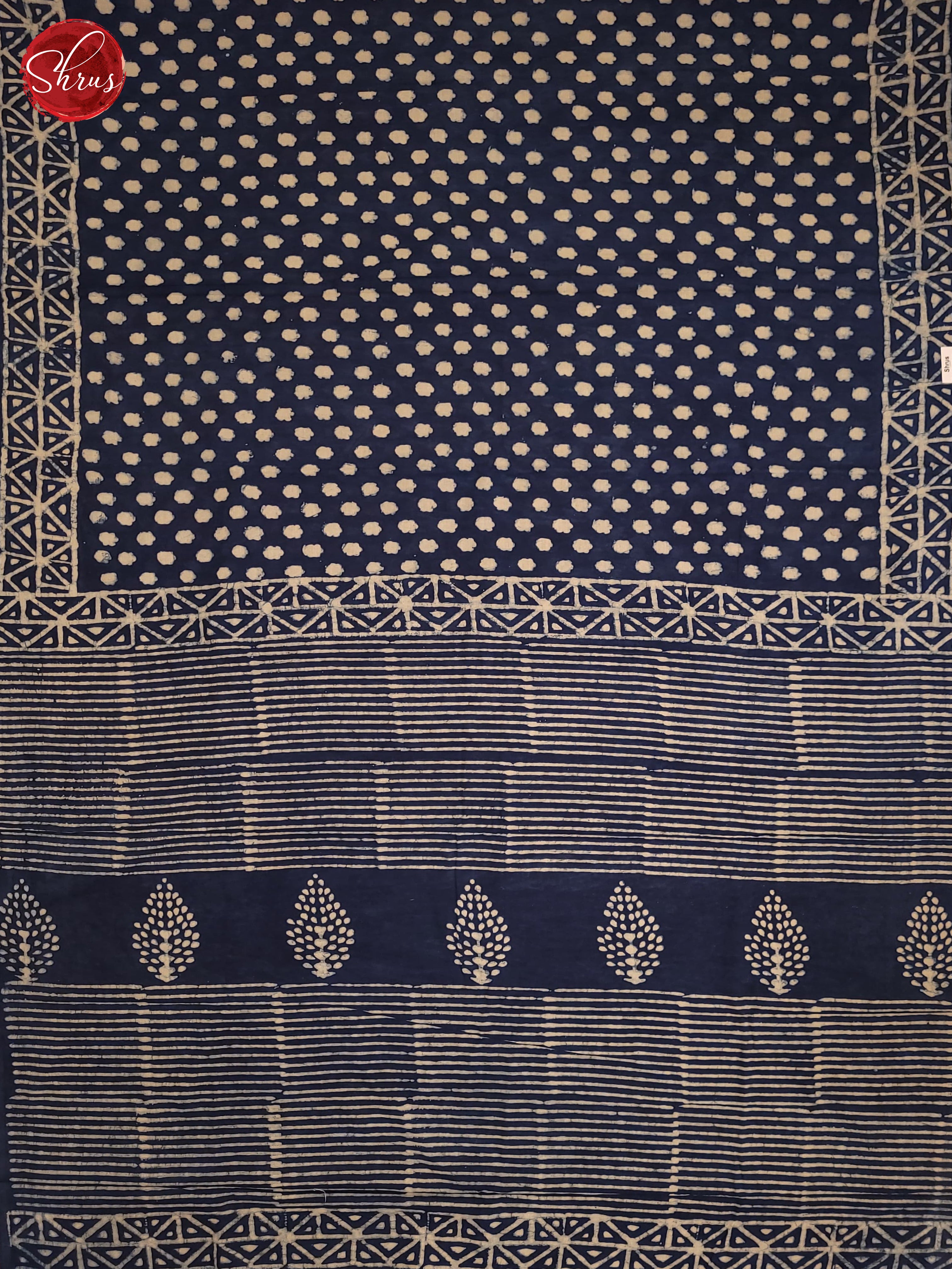 Dark Blue(Single Tone)- Jaipur cotton Saree - Shop on ShrusEternity.com