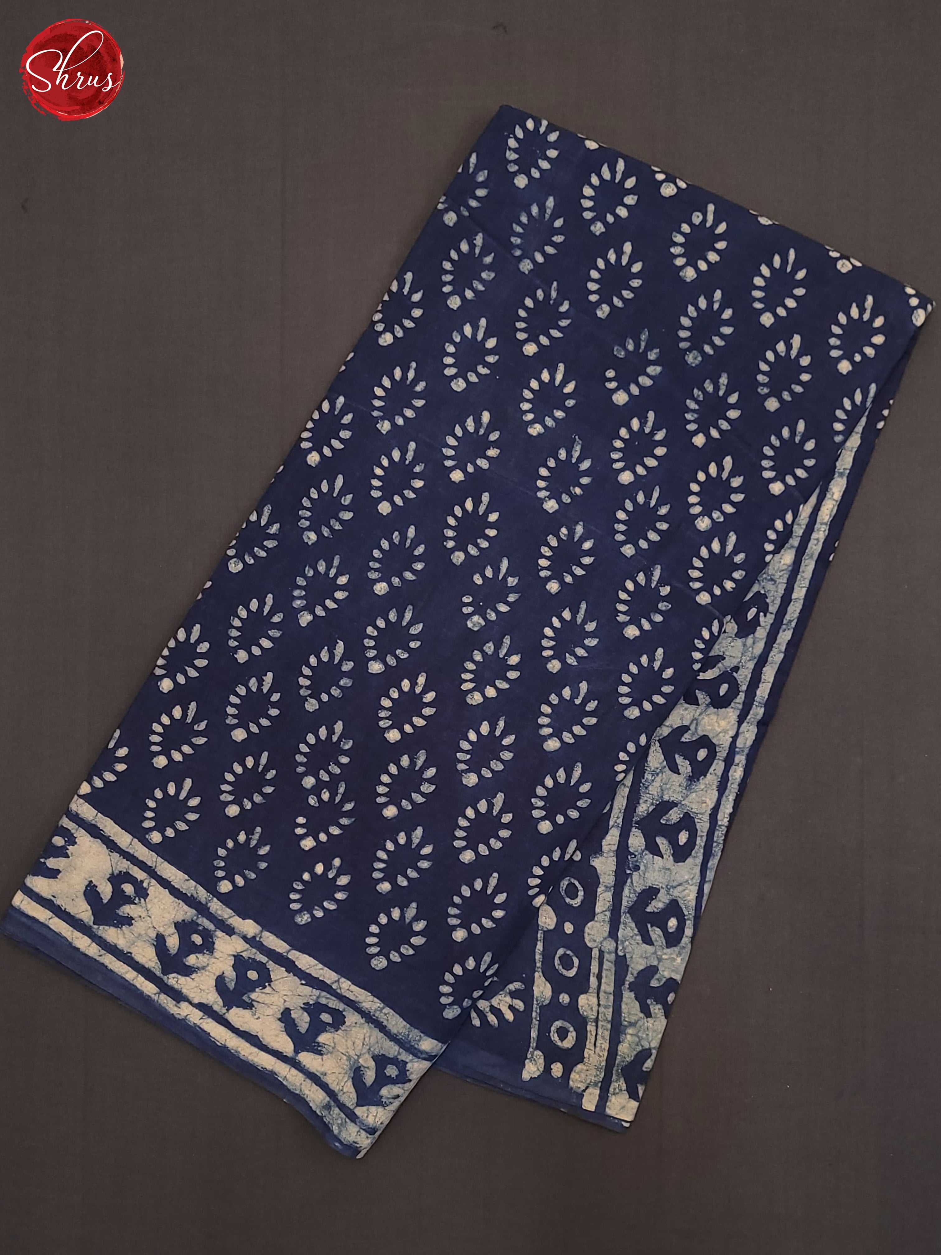 Dark Blue(Single Tone)- Jaipur cotton Saree - Shop on ShrusEternity.com