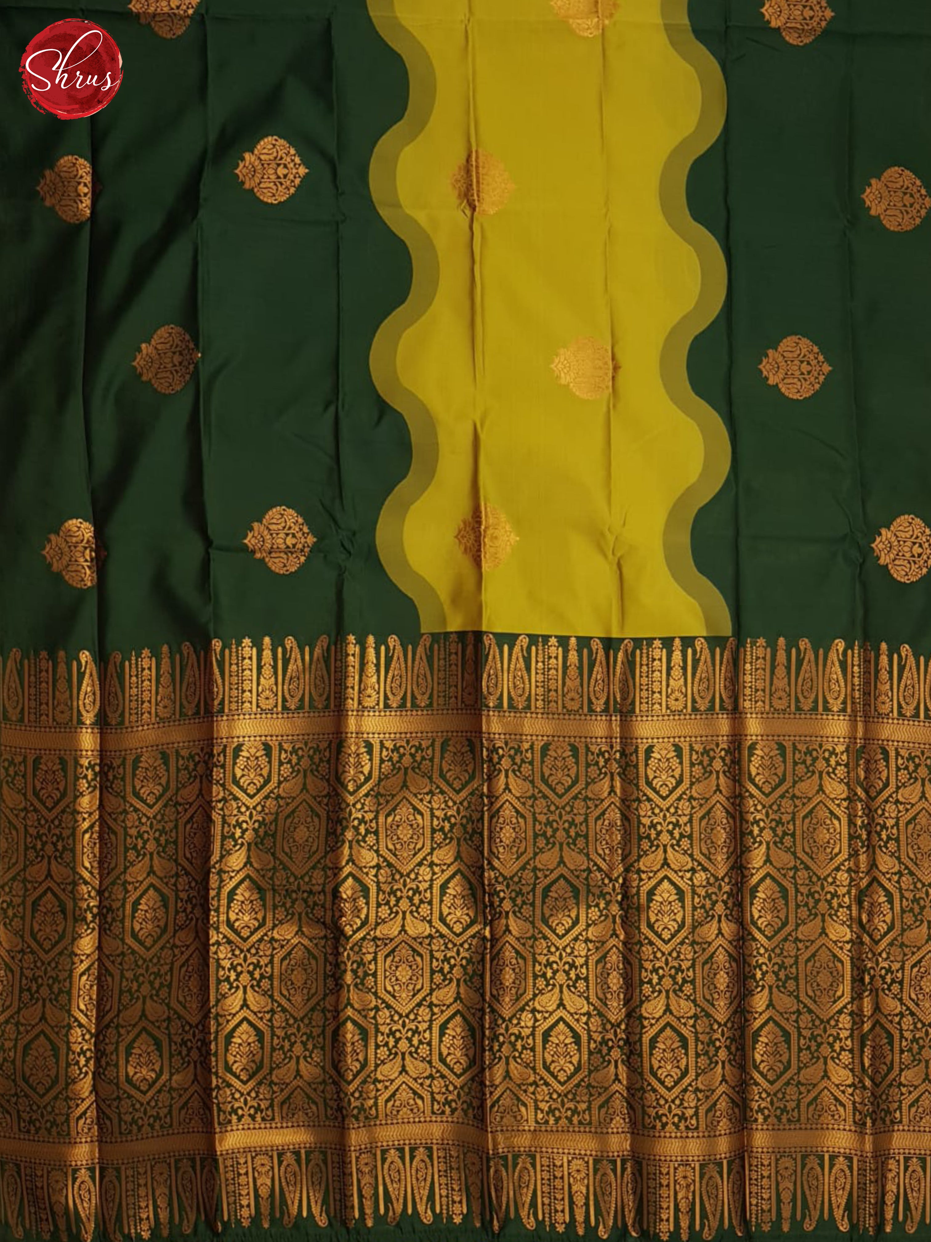 Mustard And Green- Semi soft silk saree - Shop on ShrusEternity.com
