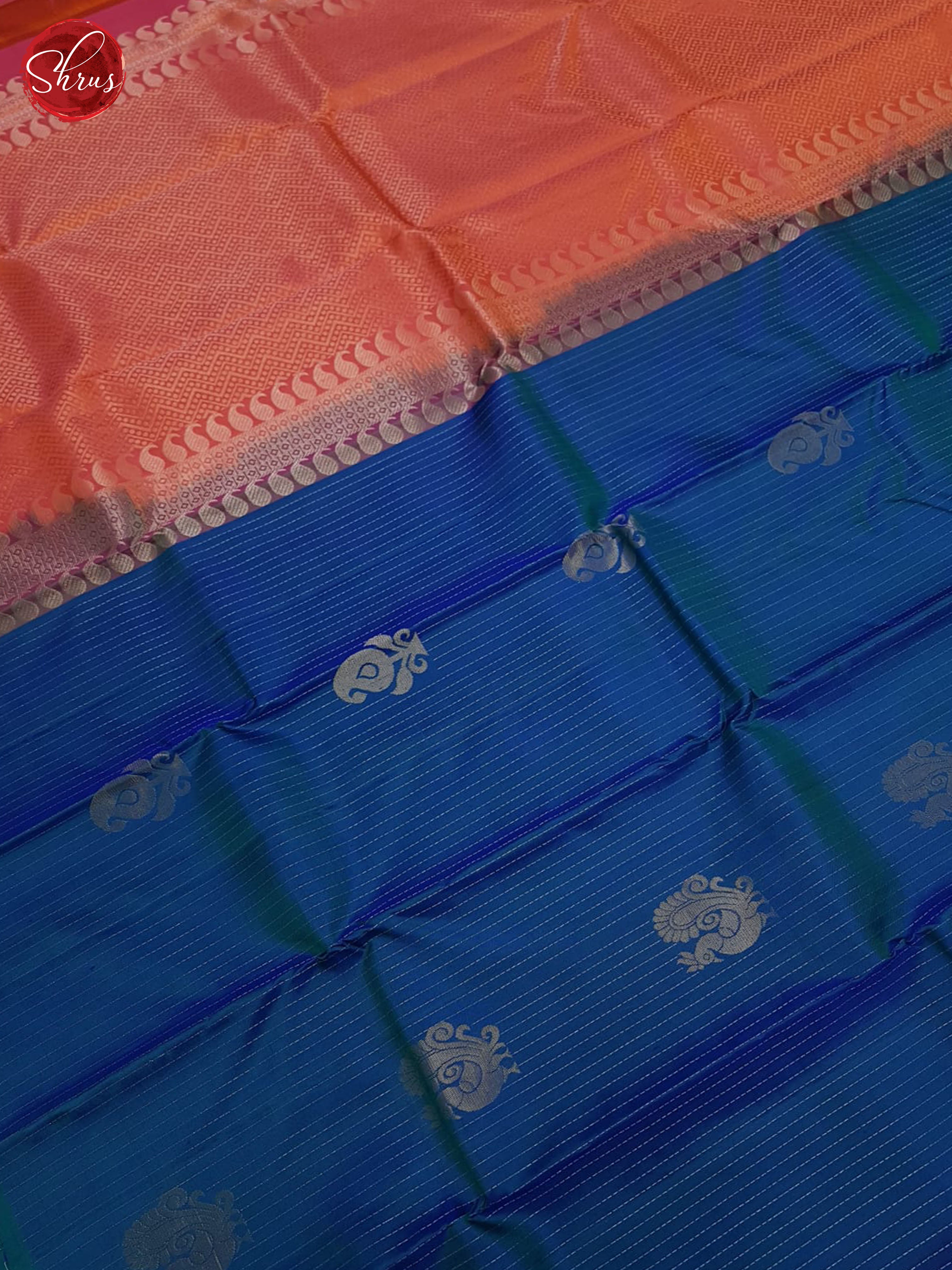Blue & Orange - Soft silk Saree - Shop on ShrusEternity.com