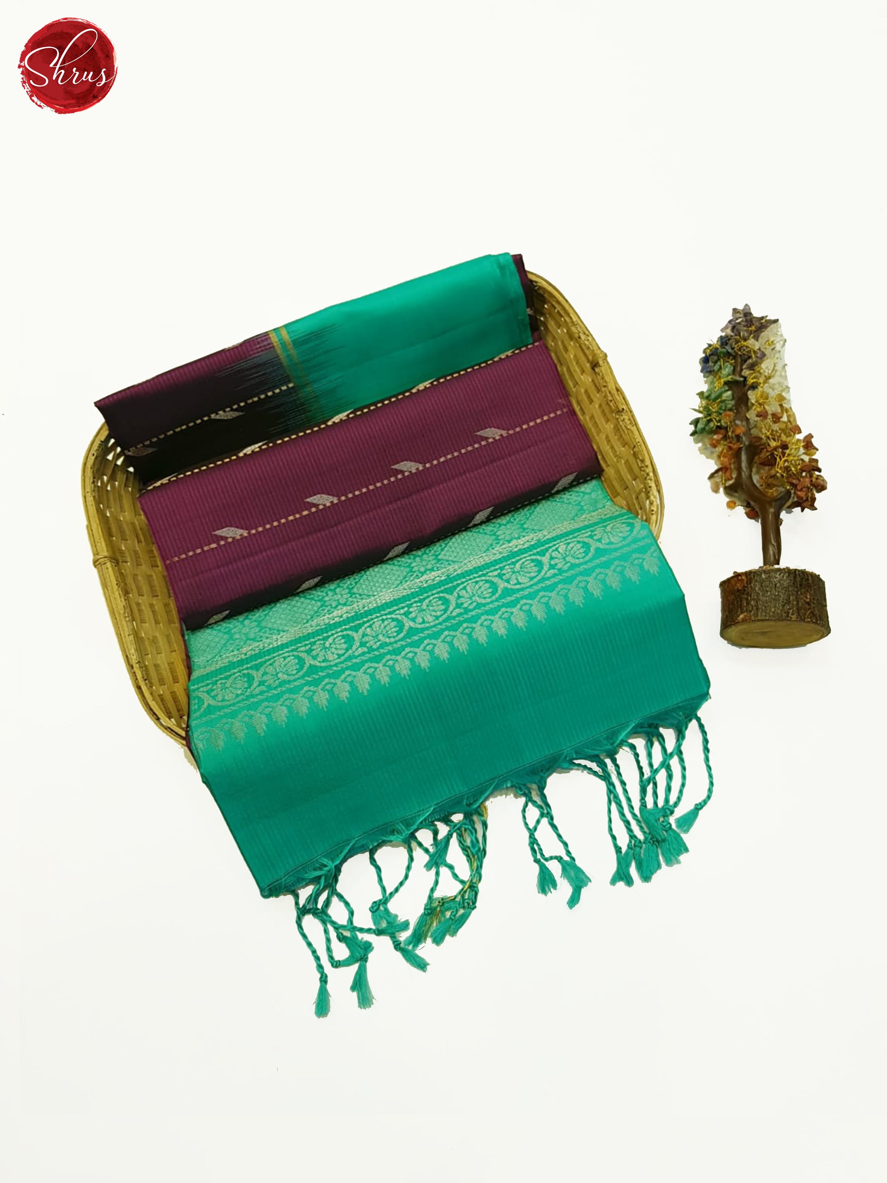 Wine & Blue - Soft silk Saree - Shop on ShrusEternity.com