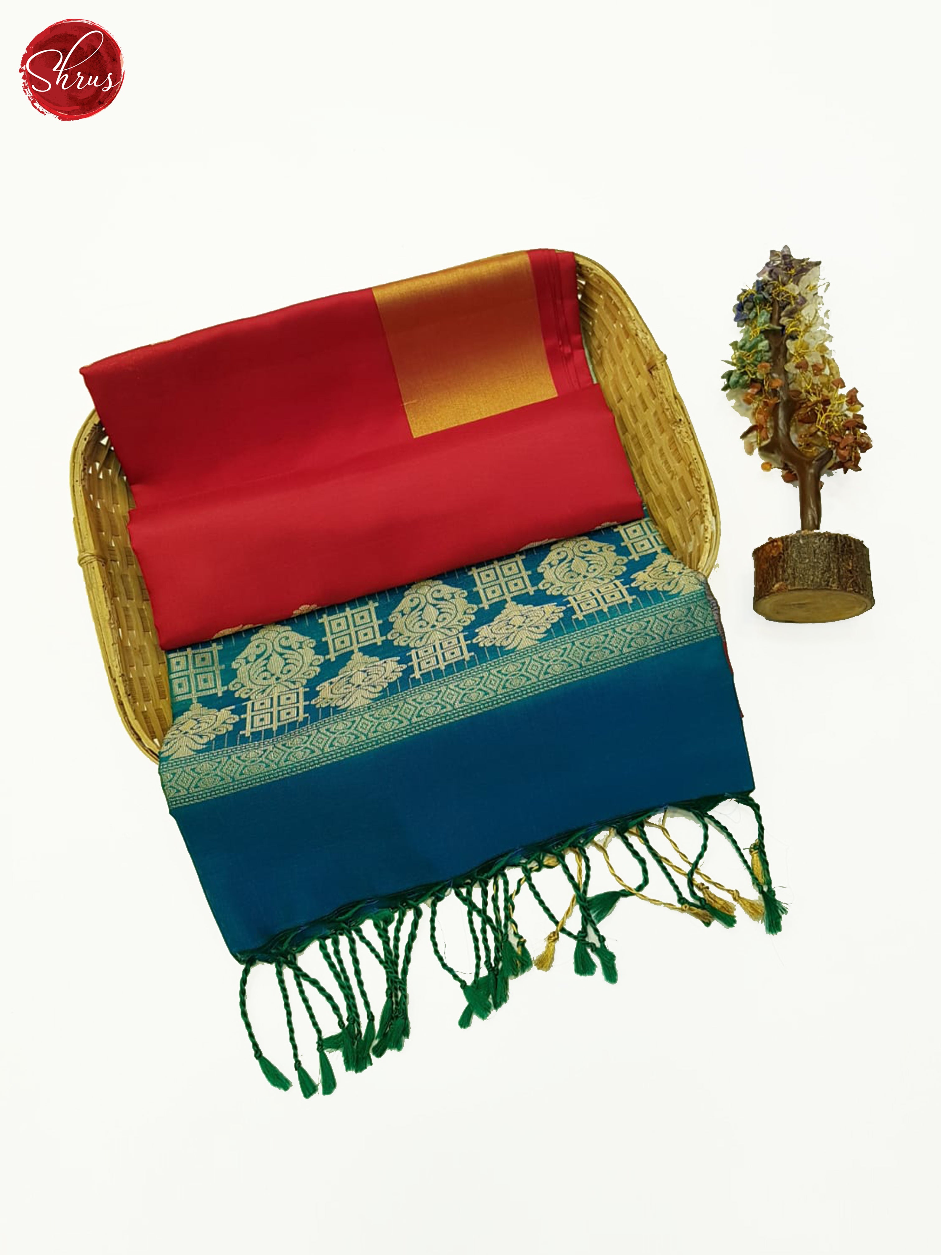 Red & Blue- Soft silk Saree - Shop on ShrusEternity.com