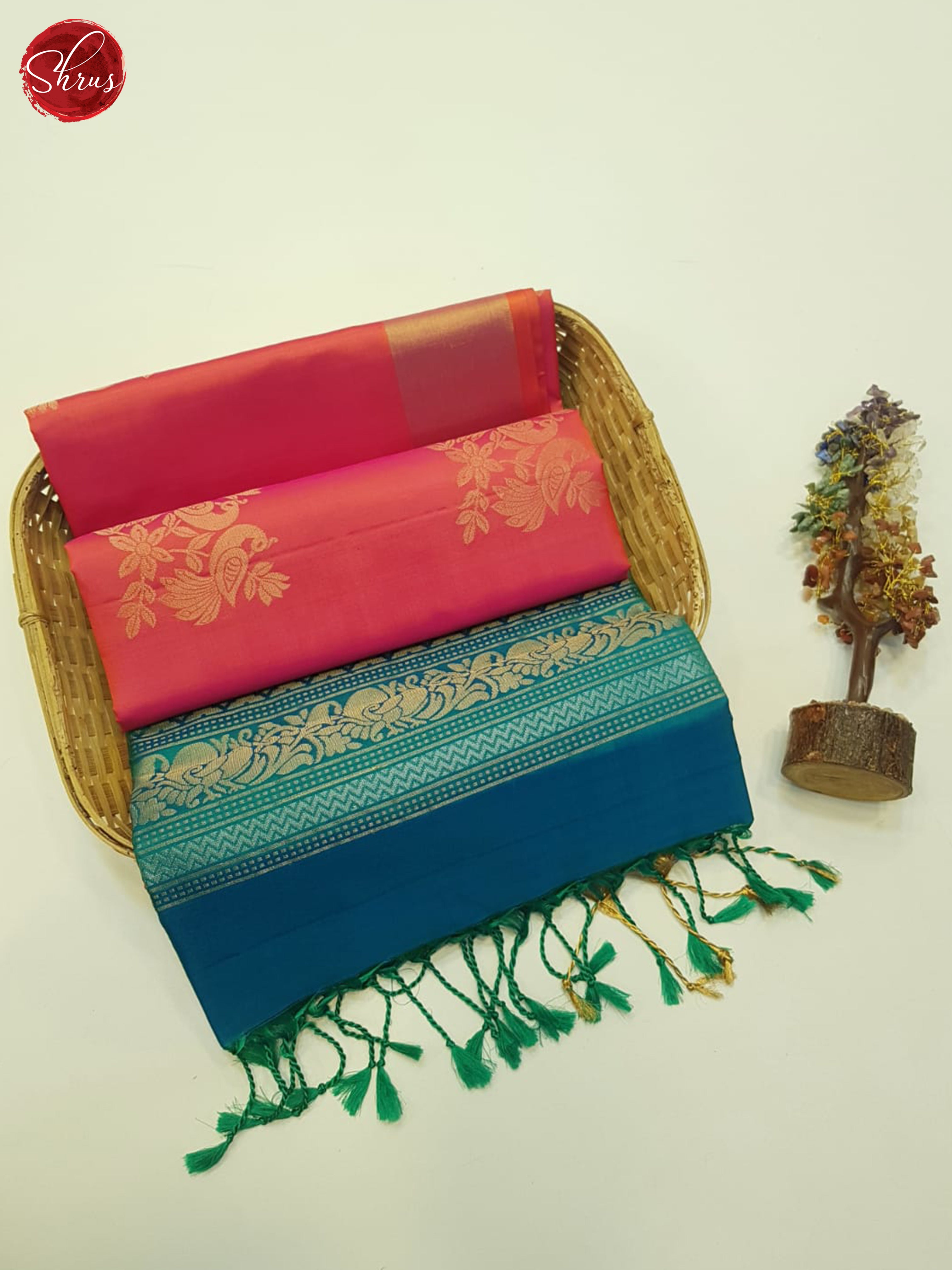 Pink & Green- Soft silk Saree - Shop on ShrusEternity.com