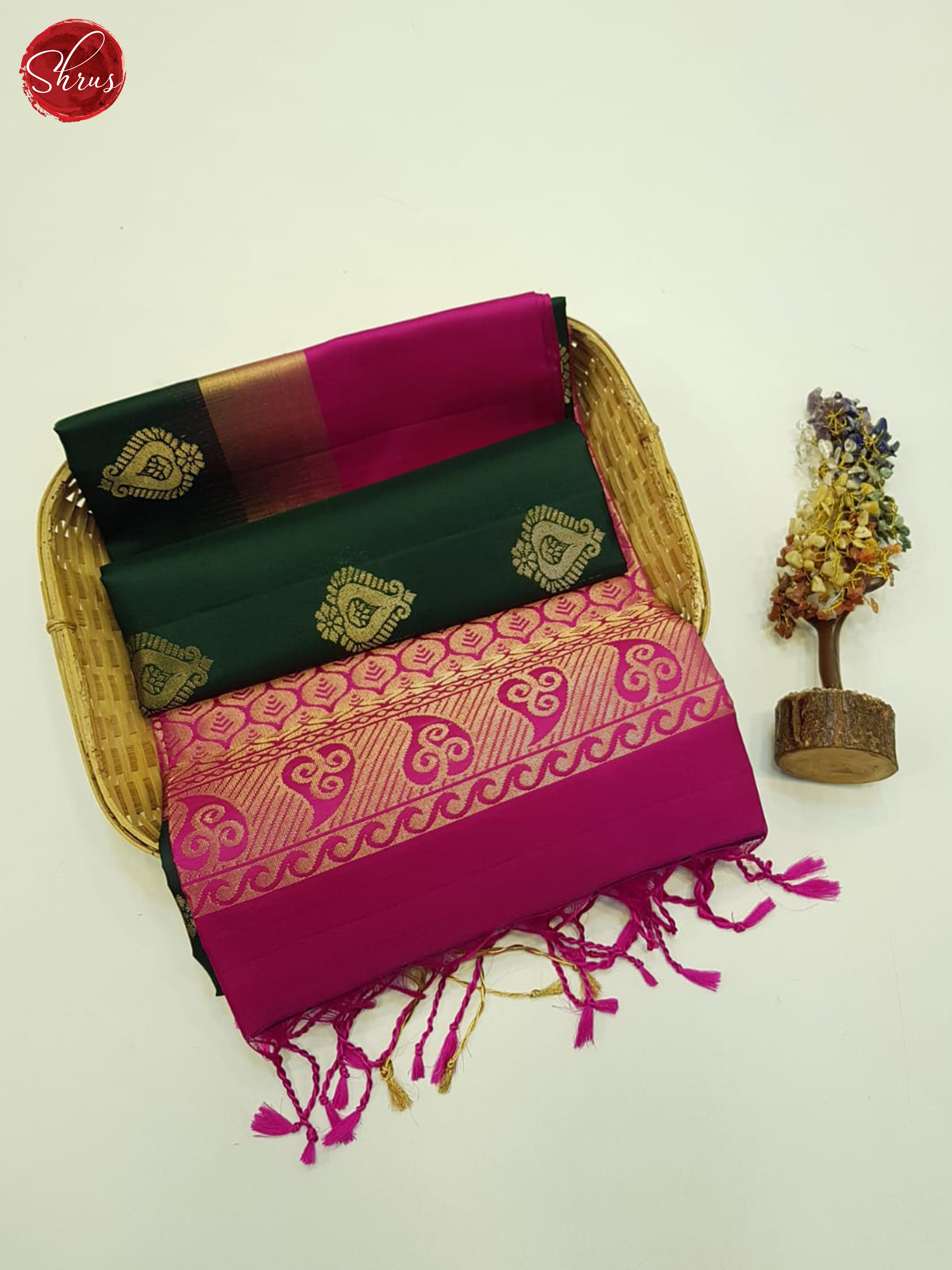 Green And Pink-Soft Silk saree - Shop on ShrusEternity.com