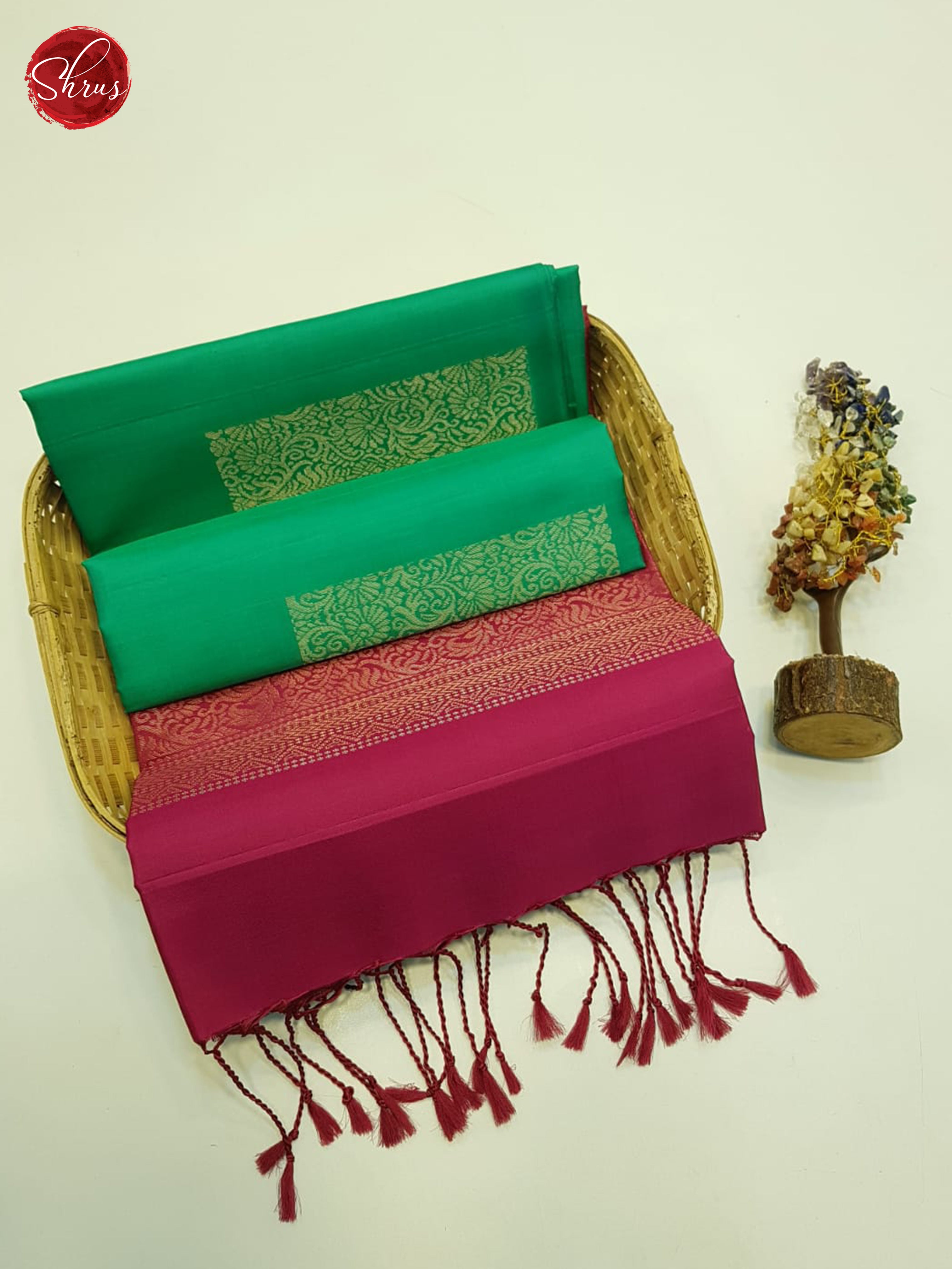 Green And Pink-Soft Silk saree - Shop on ShrusEternity.com