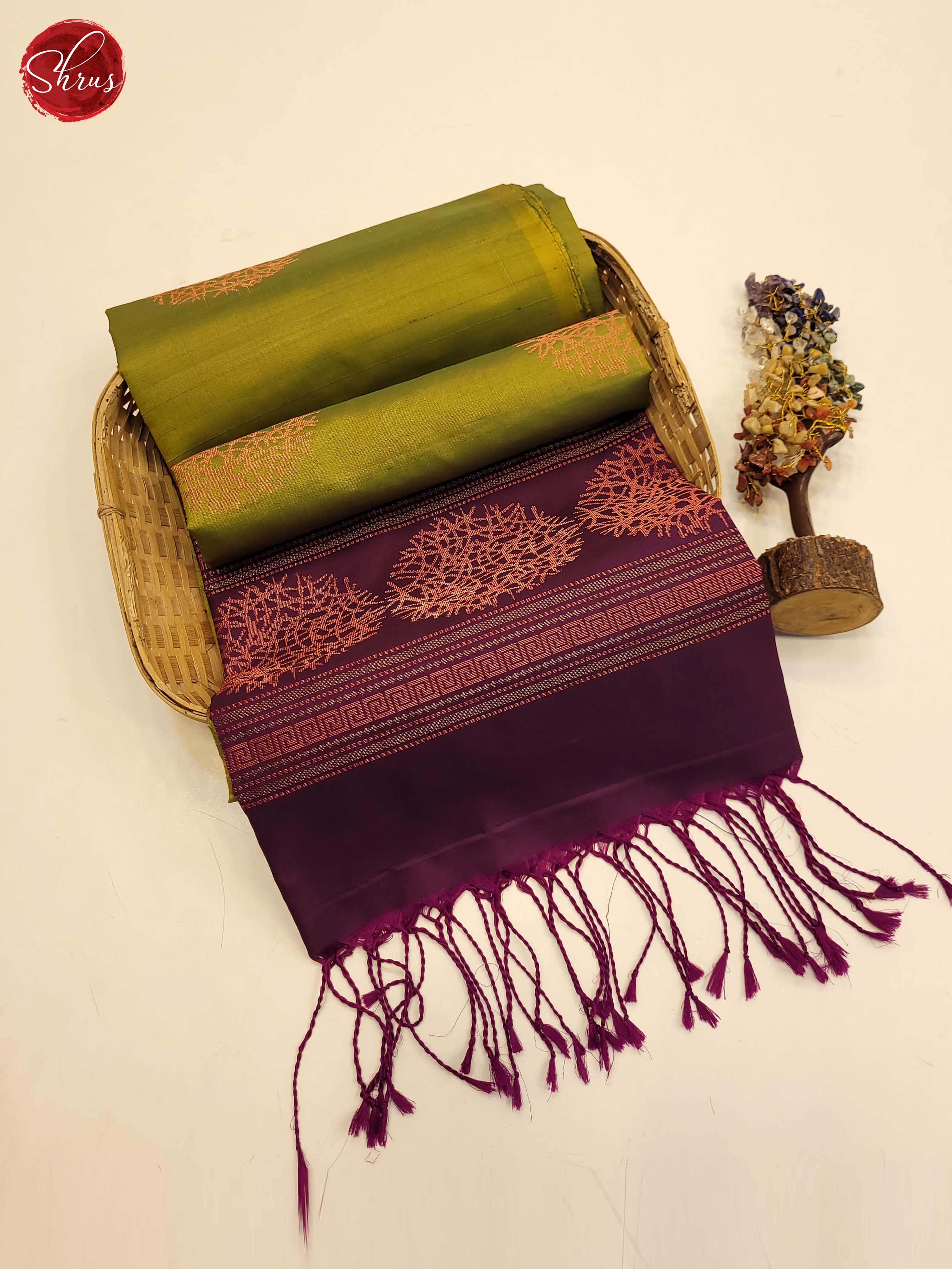 Green and wine-Soft Silk Saree - Shop on ShrusEternity.com