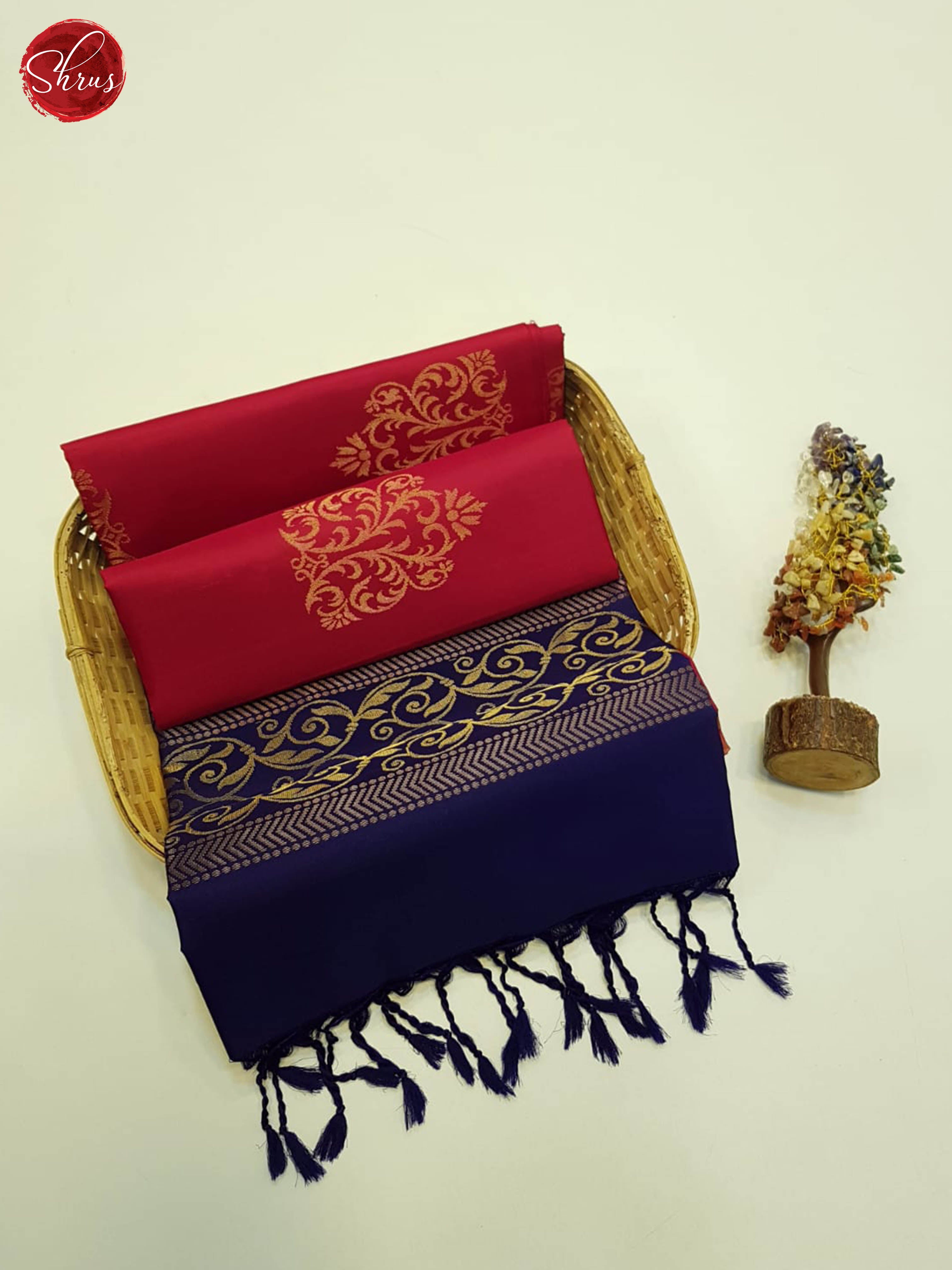 Red And Blue-Soft Silk saree - Shop on ShrusEternity.com