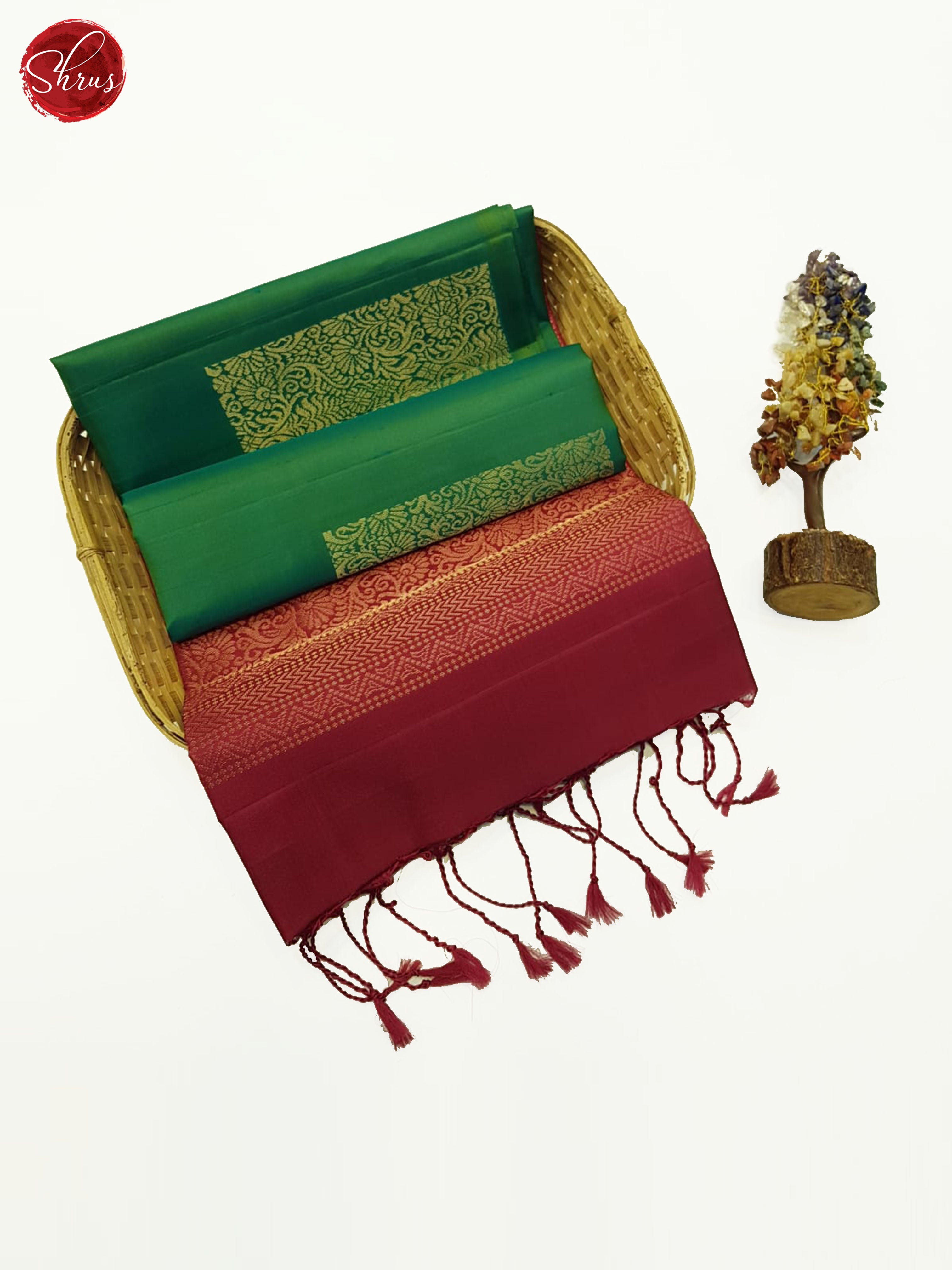 Green & Majenta Pink- Soft silk Saree - Shop on ShrusEternity.com