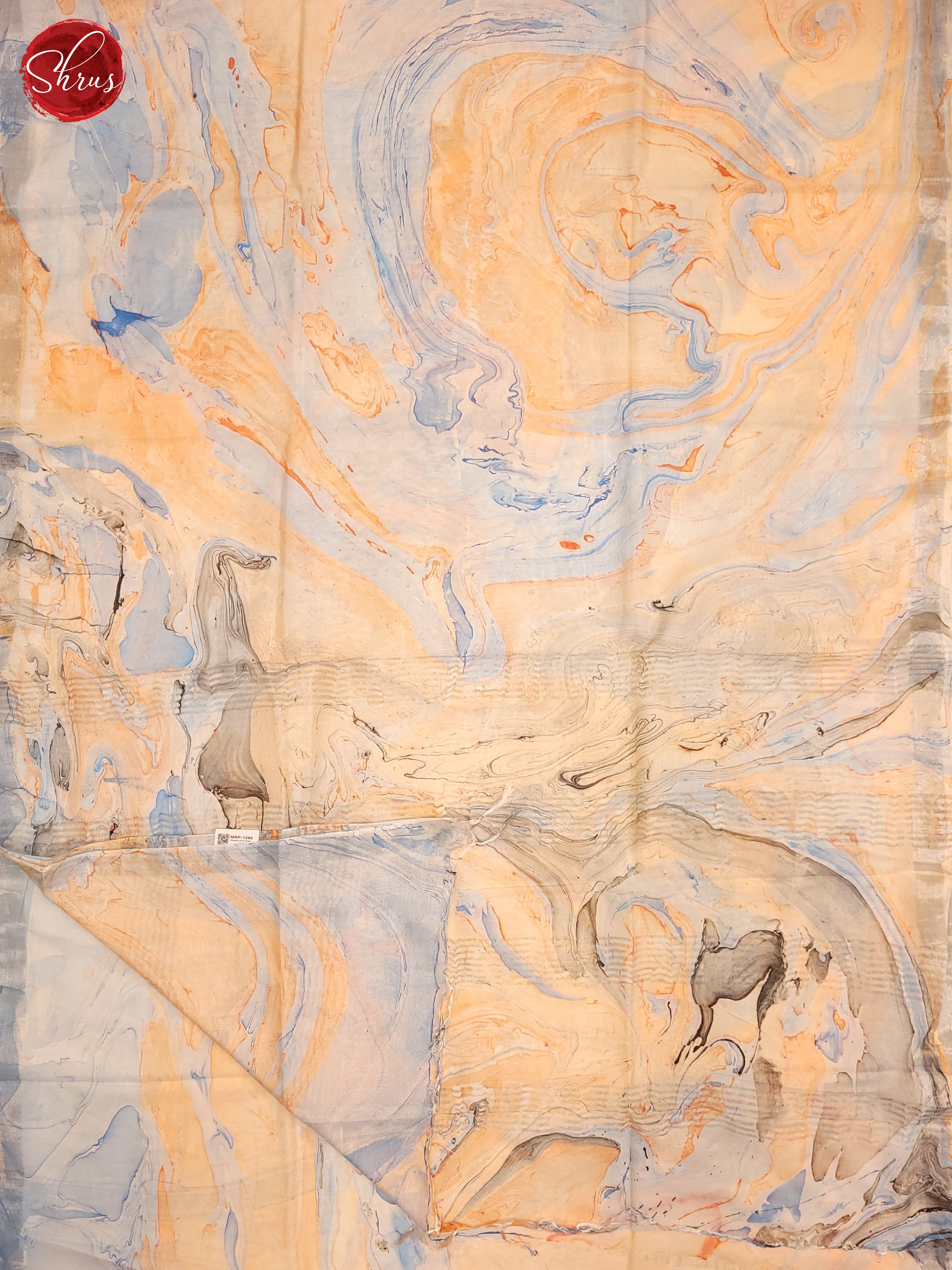 Light Blue & Orange - Linen Cotton Saree - Shop on ShrusEternity.com