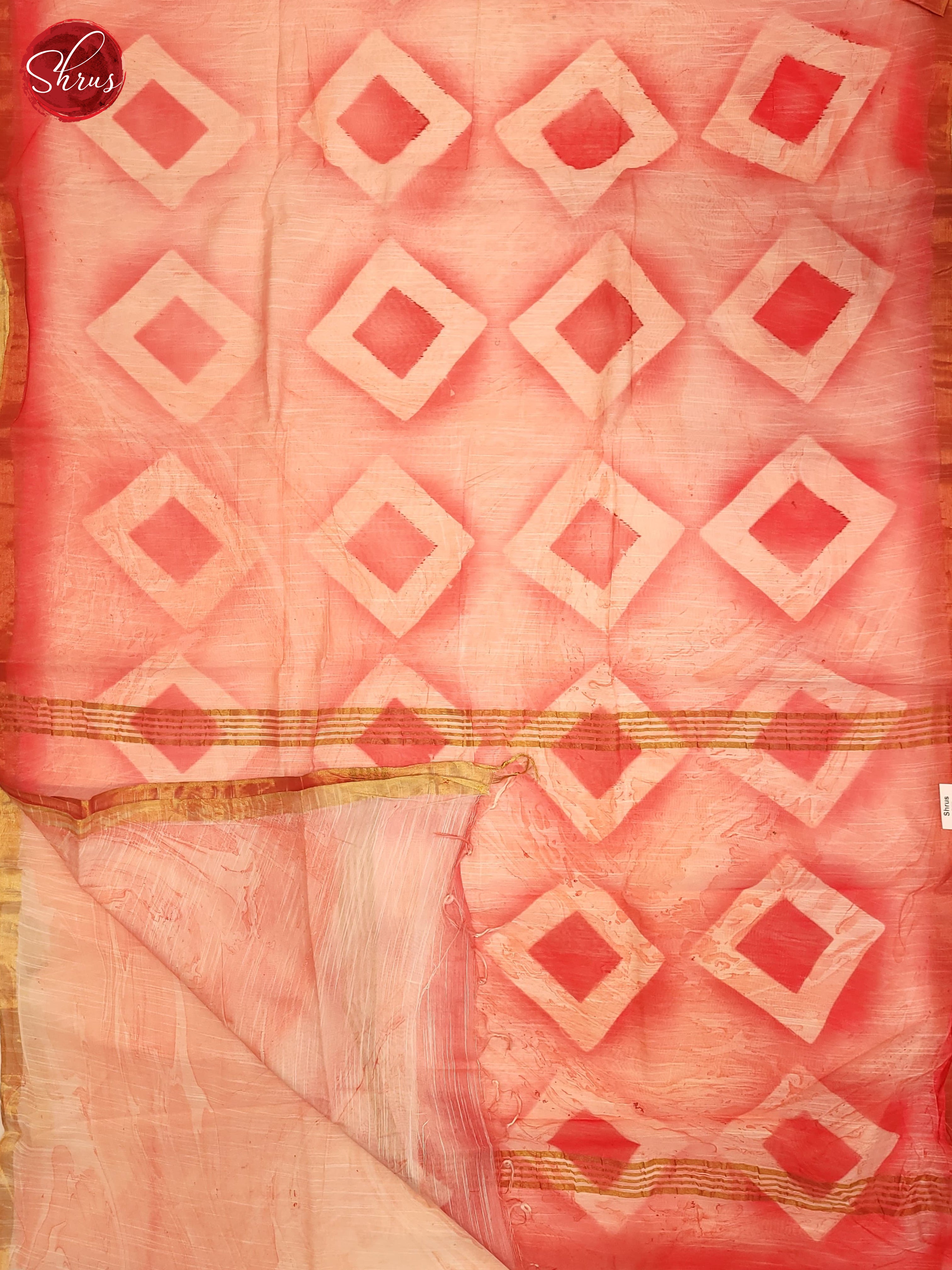 Red & Cream - Linen Cotton Saree - Shop on ShrusEternity.com