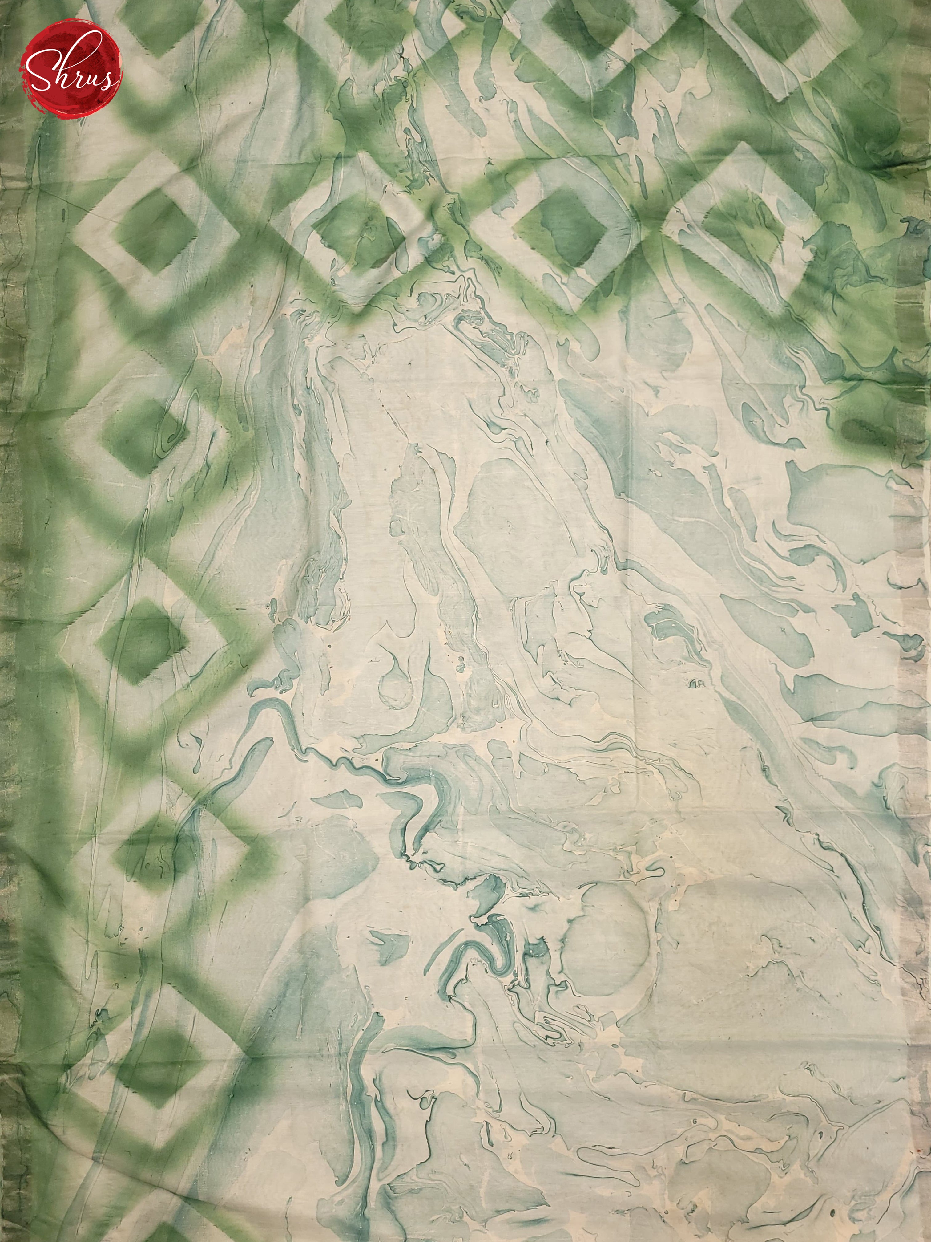 Cream & Green - Linen Cotton Saree - Shop on ShrusEternity.com