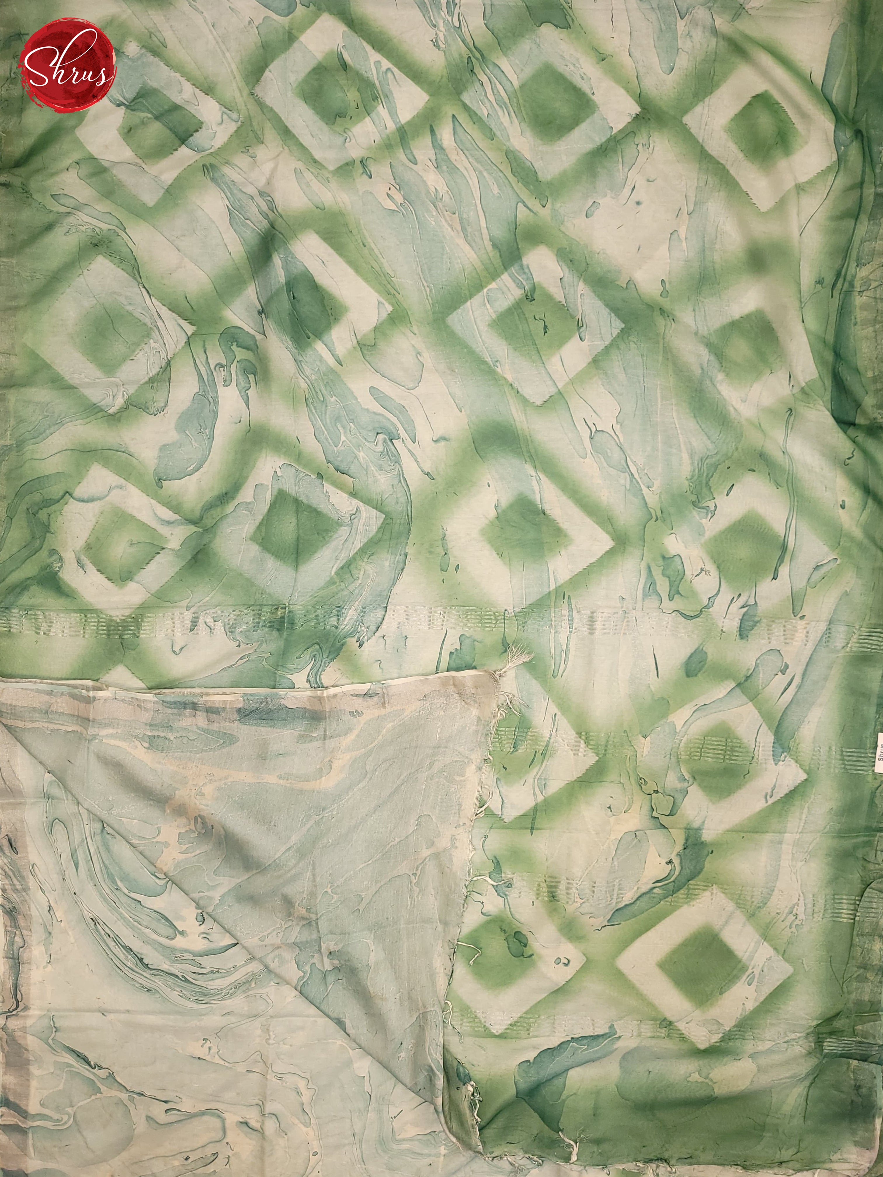 Cream & Green - Linen Cotton Saree - Shop on ShrusEternity.com