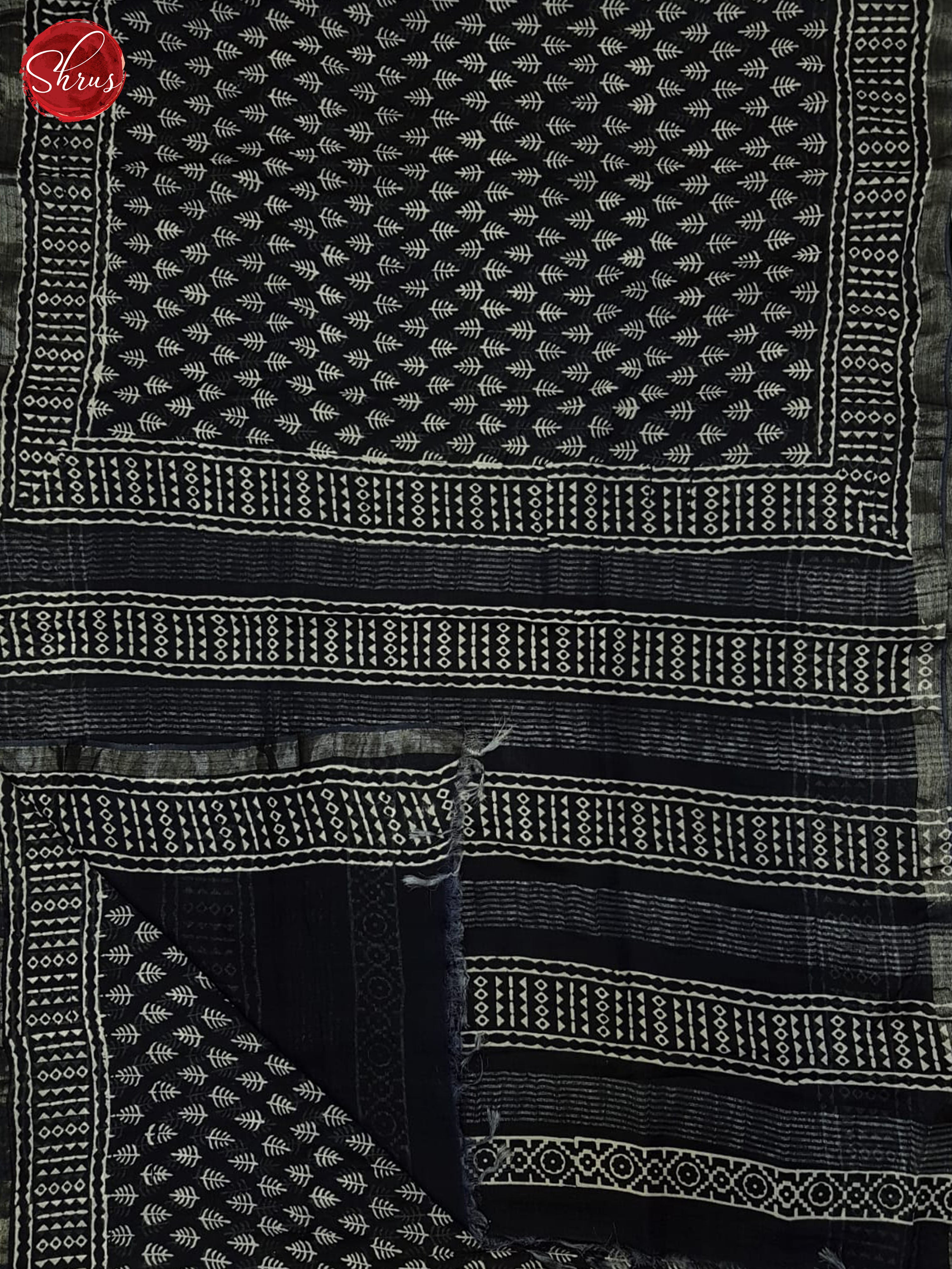 Navy Blue(Single Tone) - Linen cotton Saree - Shop on ShrusEternity.com