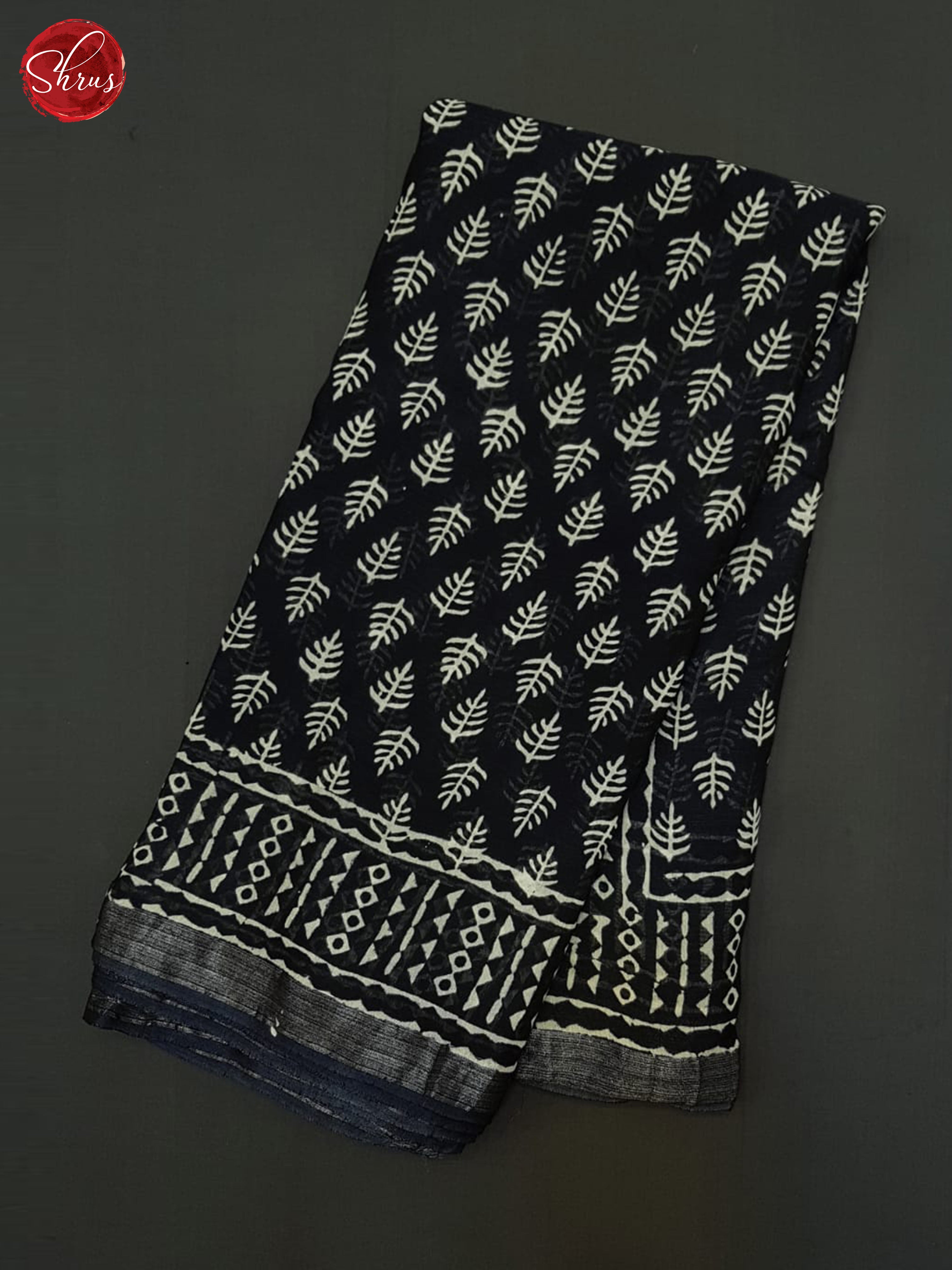 Navy Blue(Single Tone) - Linen cotton Saree - Shop on ShrusEternity.com