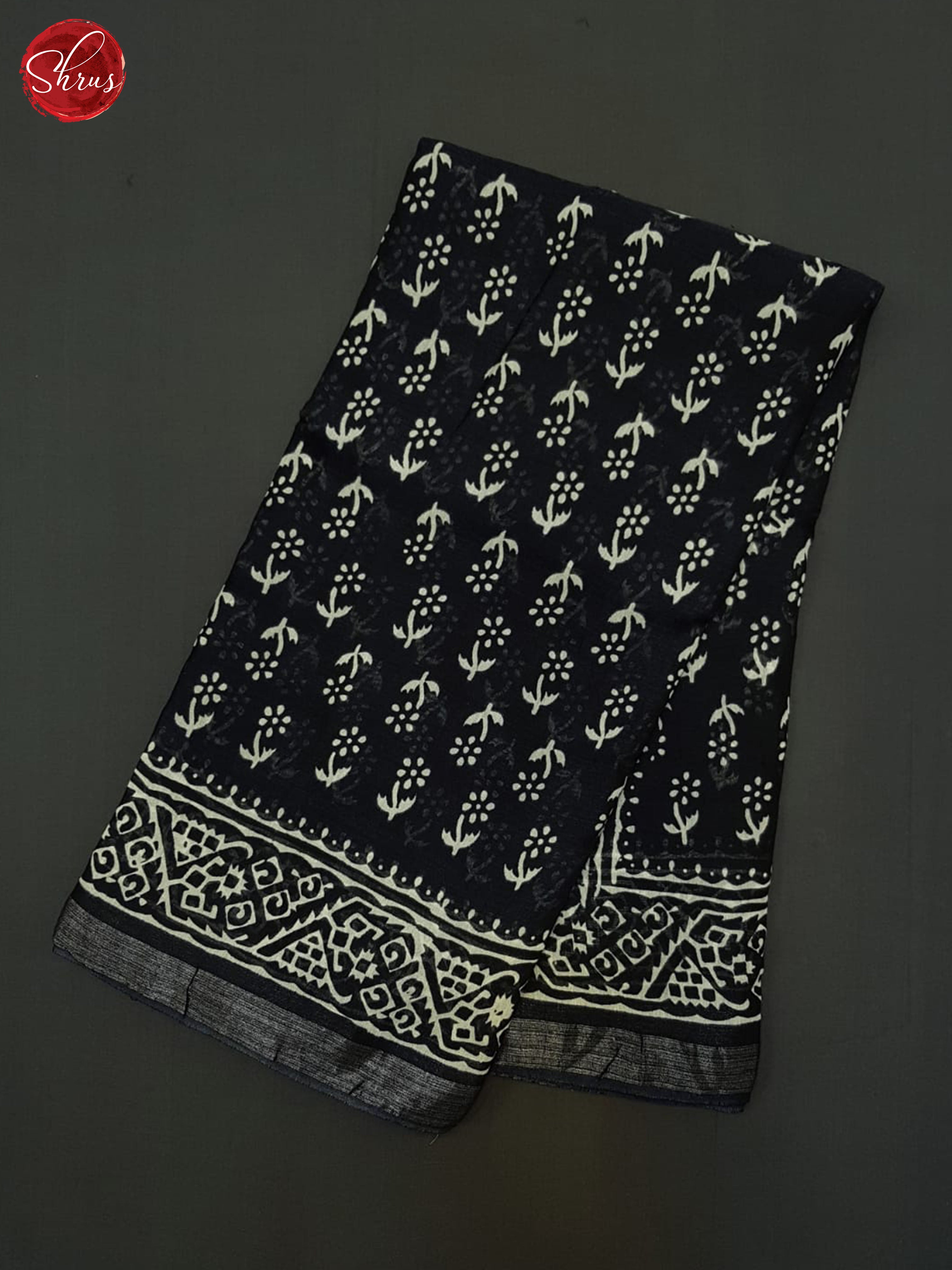 Navy Blue(Single Tone)- Linen cotton Saree - Shop on ShrusEternity.com