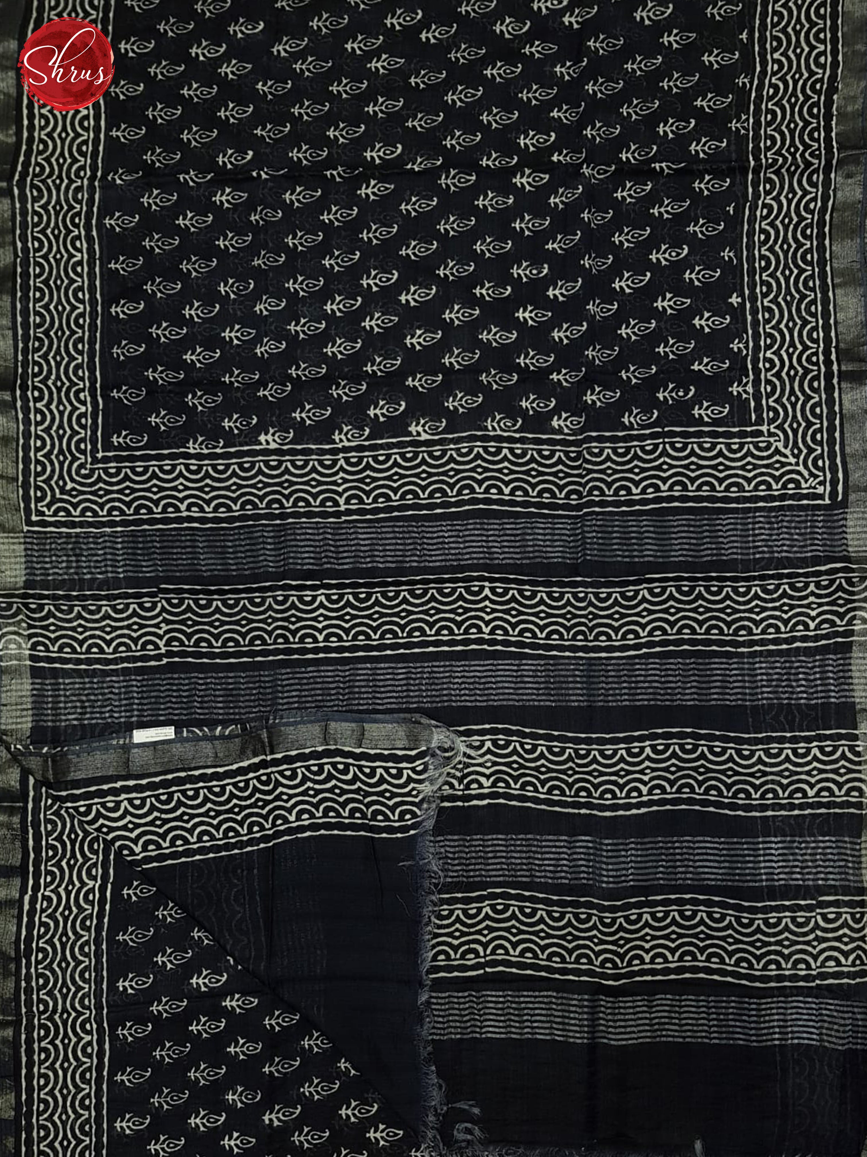 Navy Blue(Single Tone) - Linen cotton Saree - Shop on ShrusEternity.com