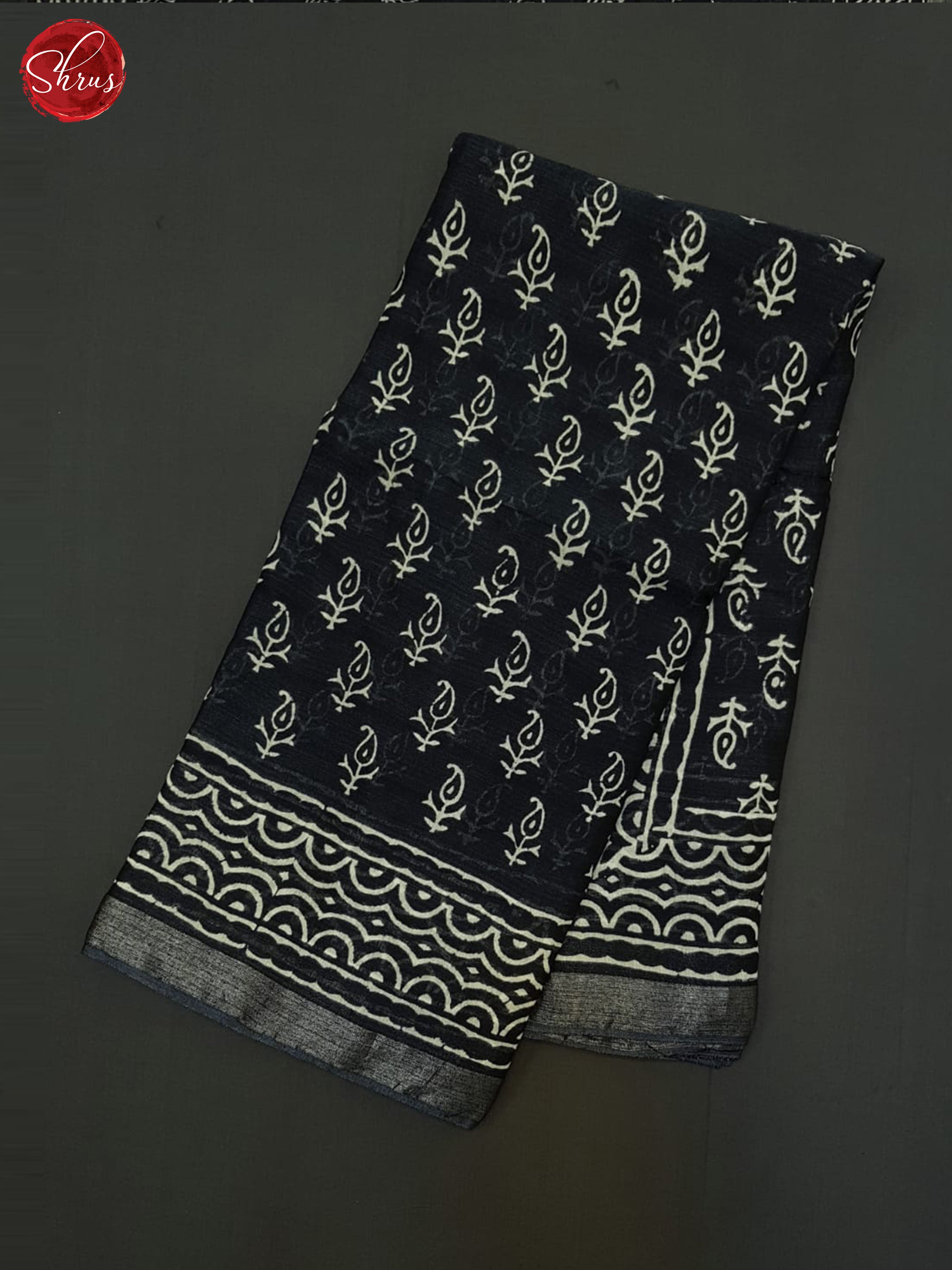 Navy Blue(Single Tone) - Linen cotton Saree - Shop on ShrusEternity.com