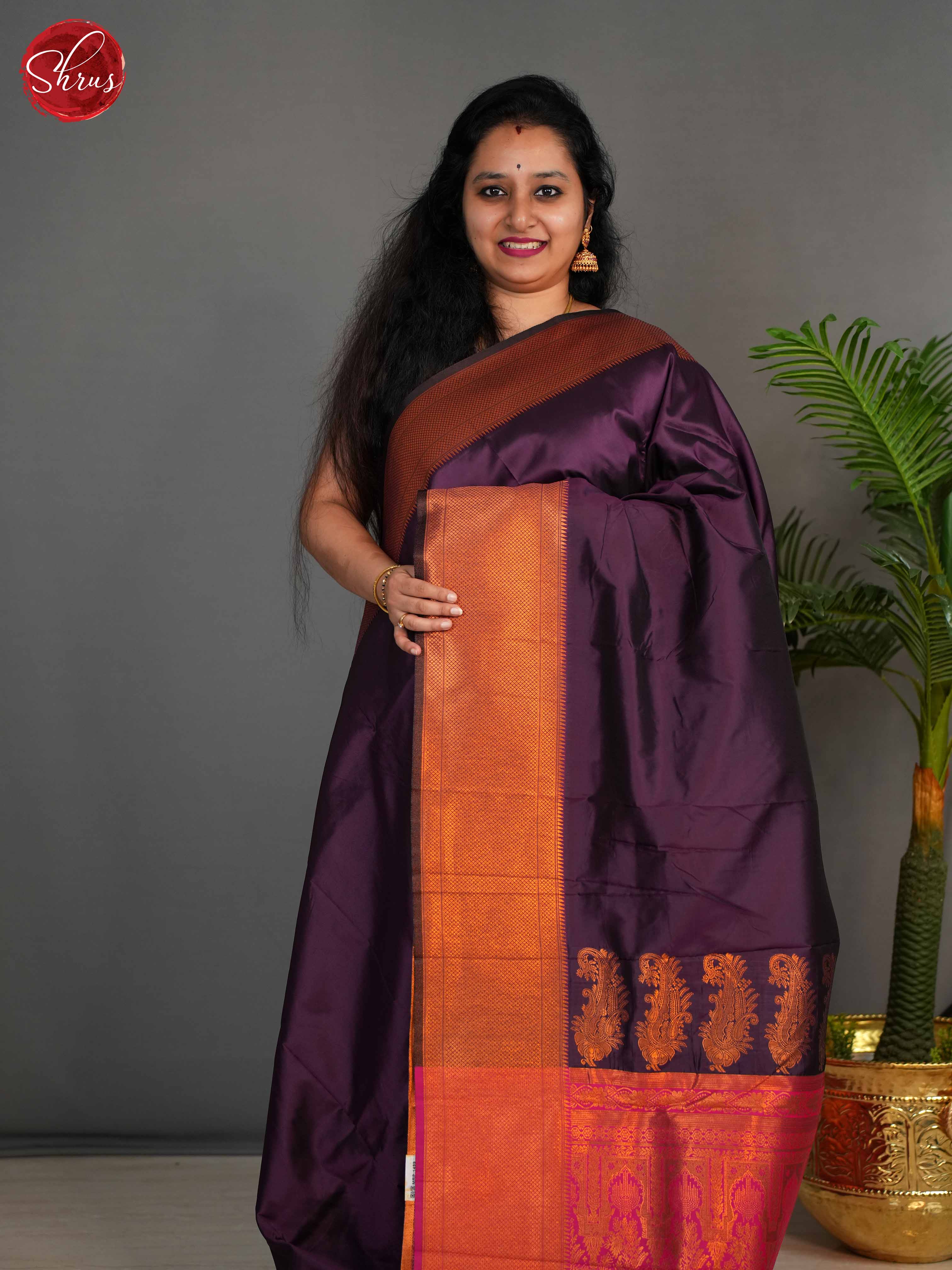 Purple & Pink - Semi Kanchipuram Saree - Shop on ShrusEternity.com