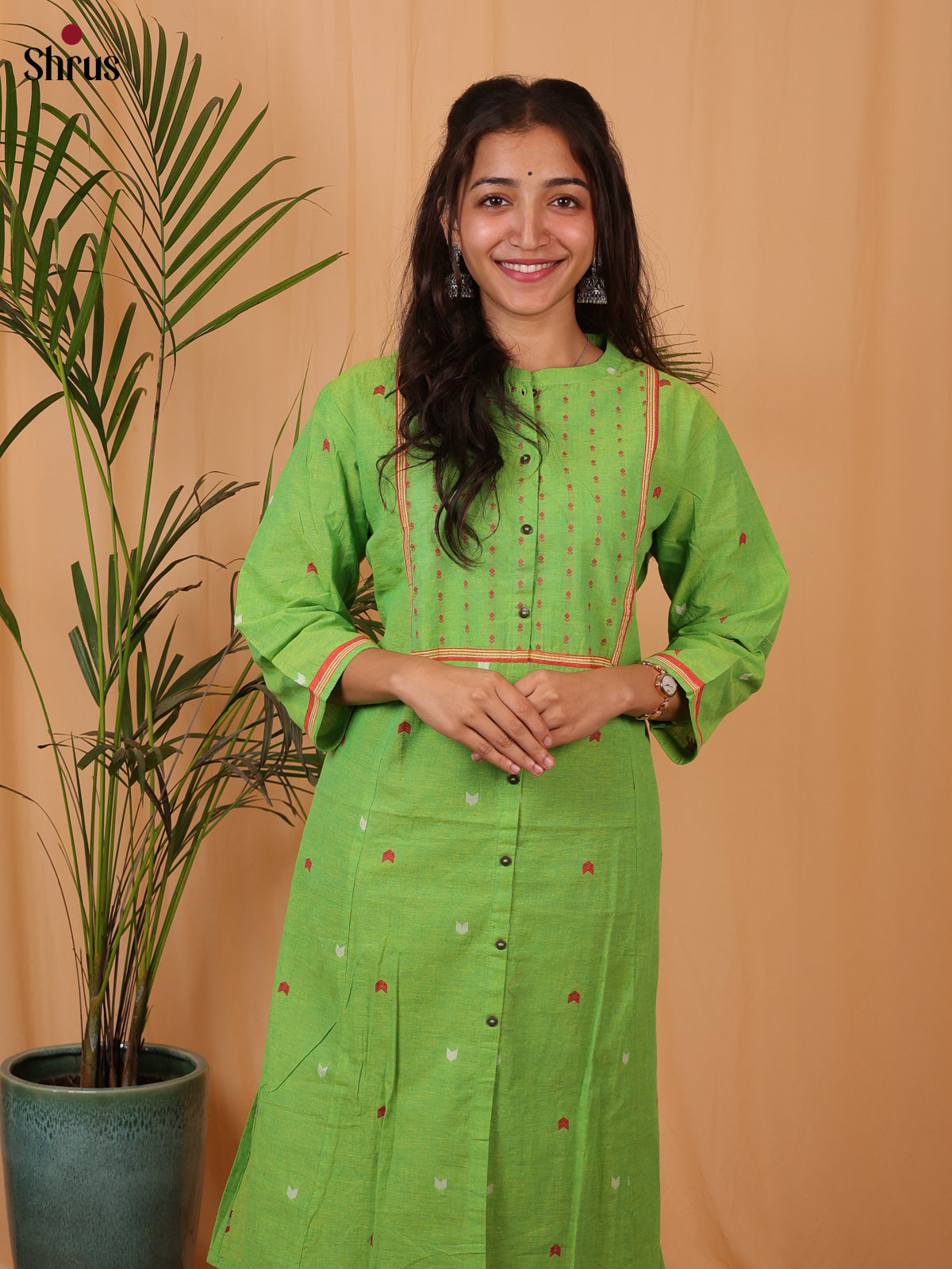 Green - Embroidered Readymade Kurti - Shop on ShrusEternity.com