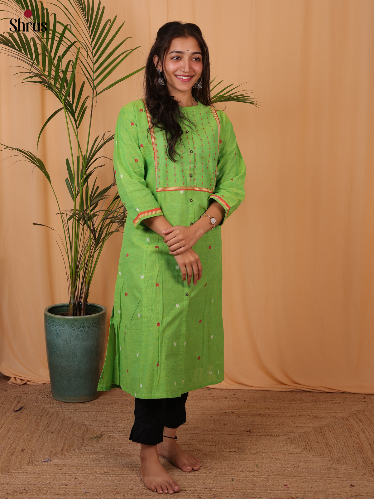 Green - Embroidered Readymade Kurti - Shop on ShrusEternity.com