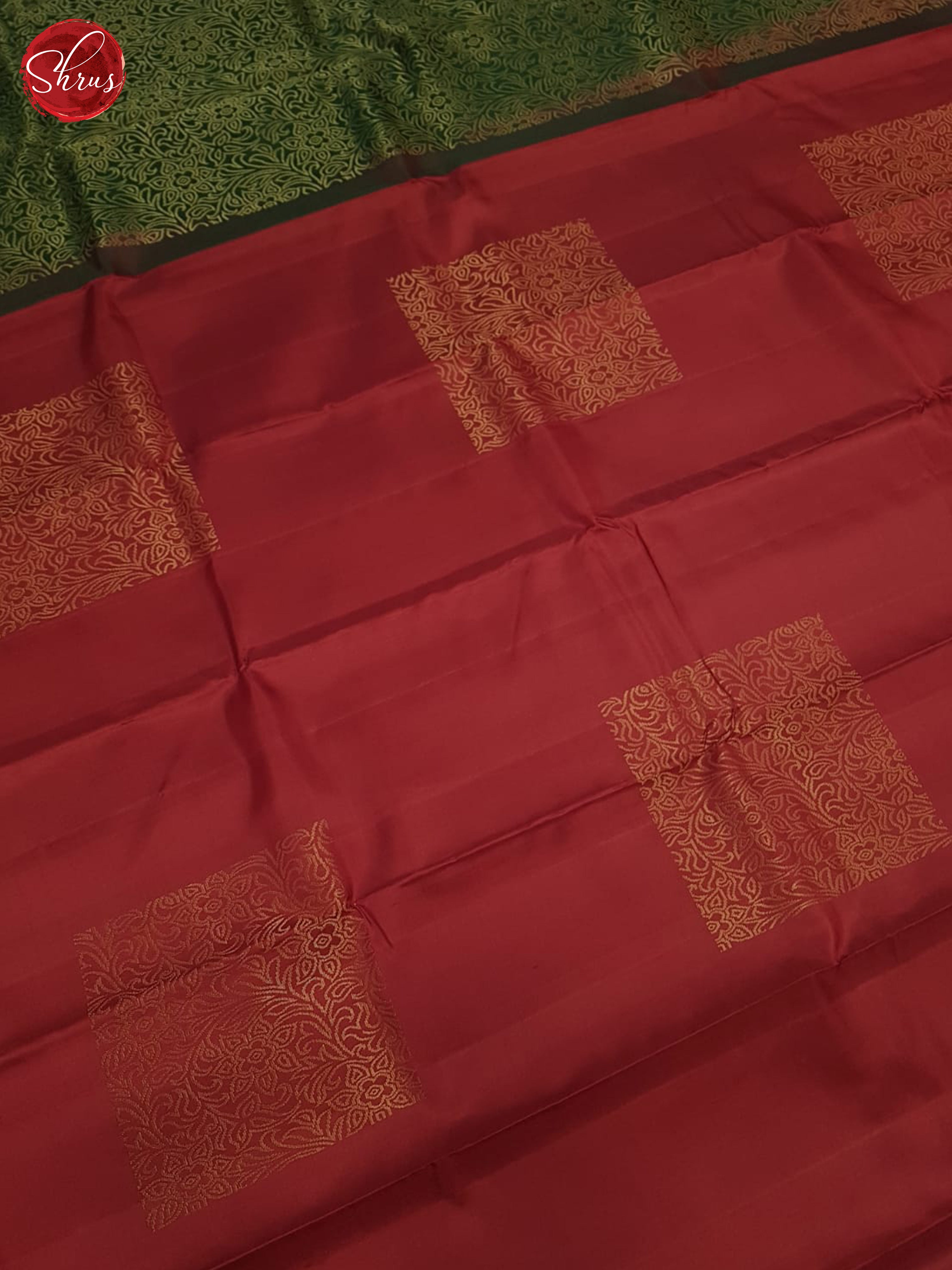 Red & Green- Soft Silk Saree - Shop on ShrusEternity.com
