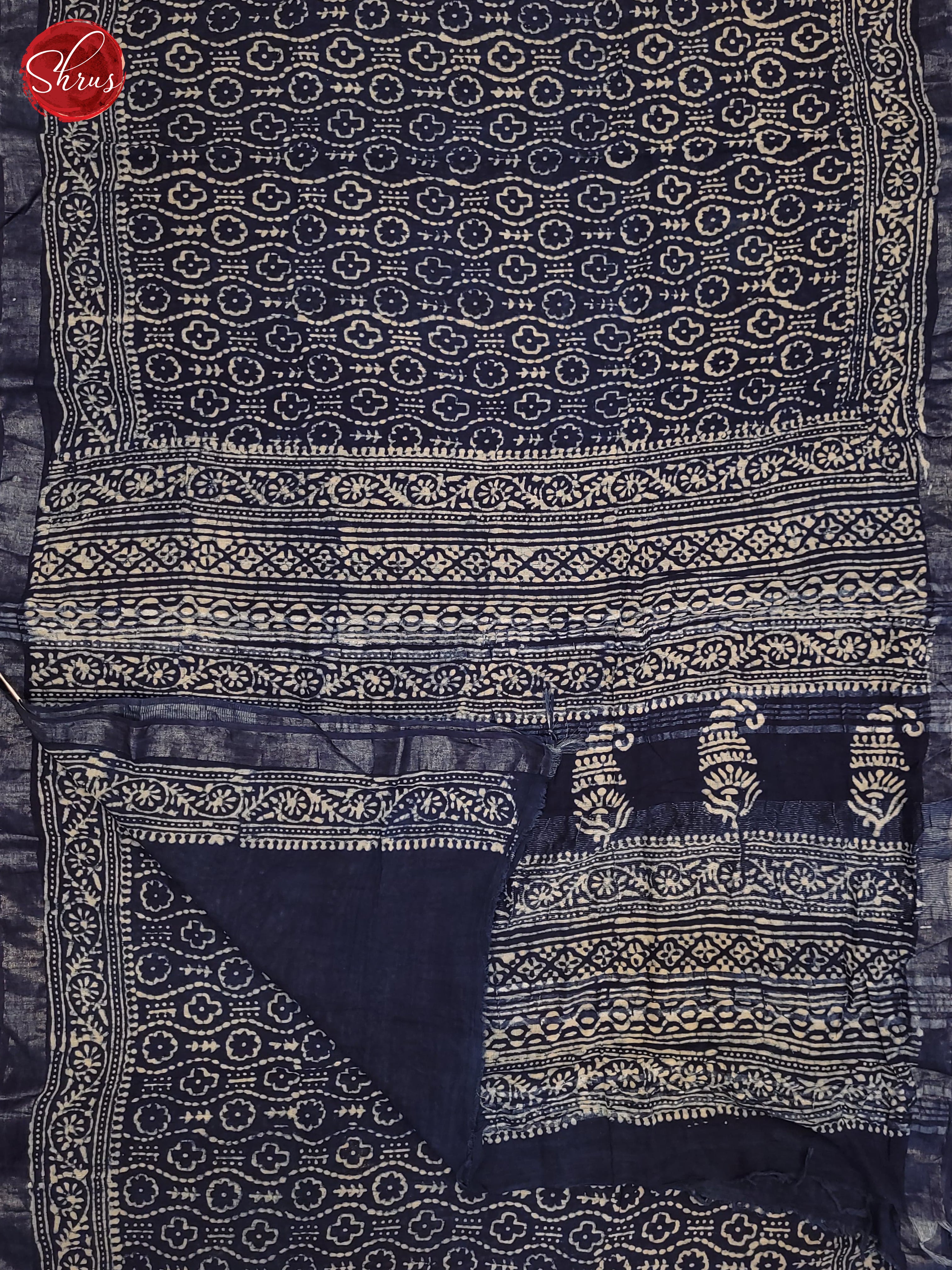 Blue (Single Tone) - Linen Cotton Saree - Shop on ShrusEternity.com