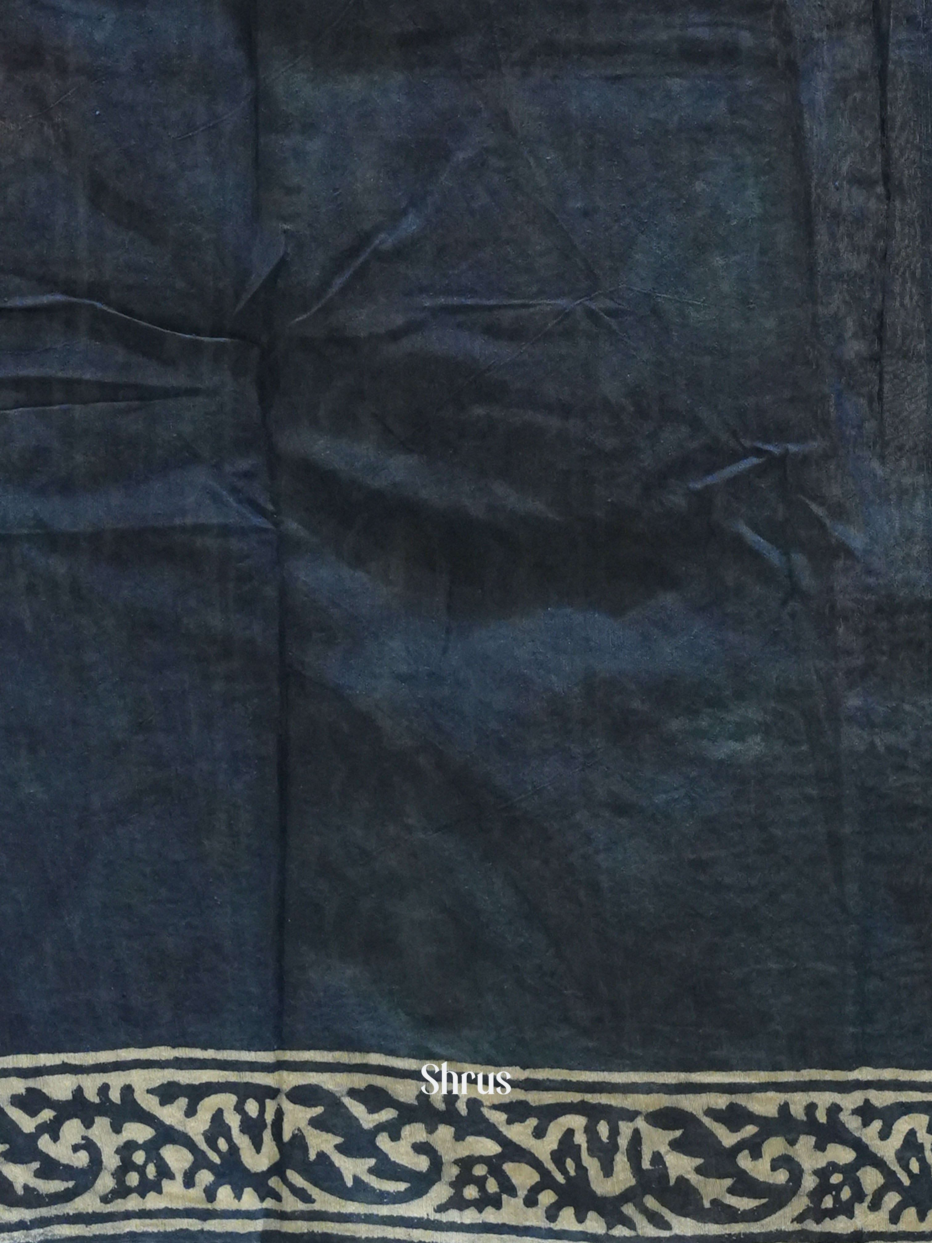 Navy Blue(Single tone)-Jaipur cotton Saree - Shop on ShrusEternity.com