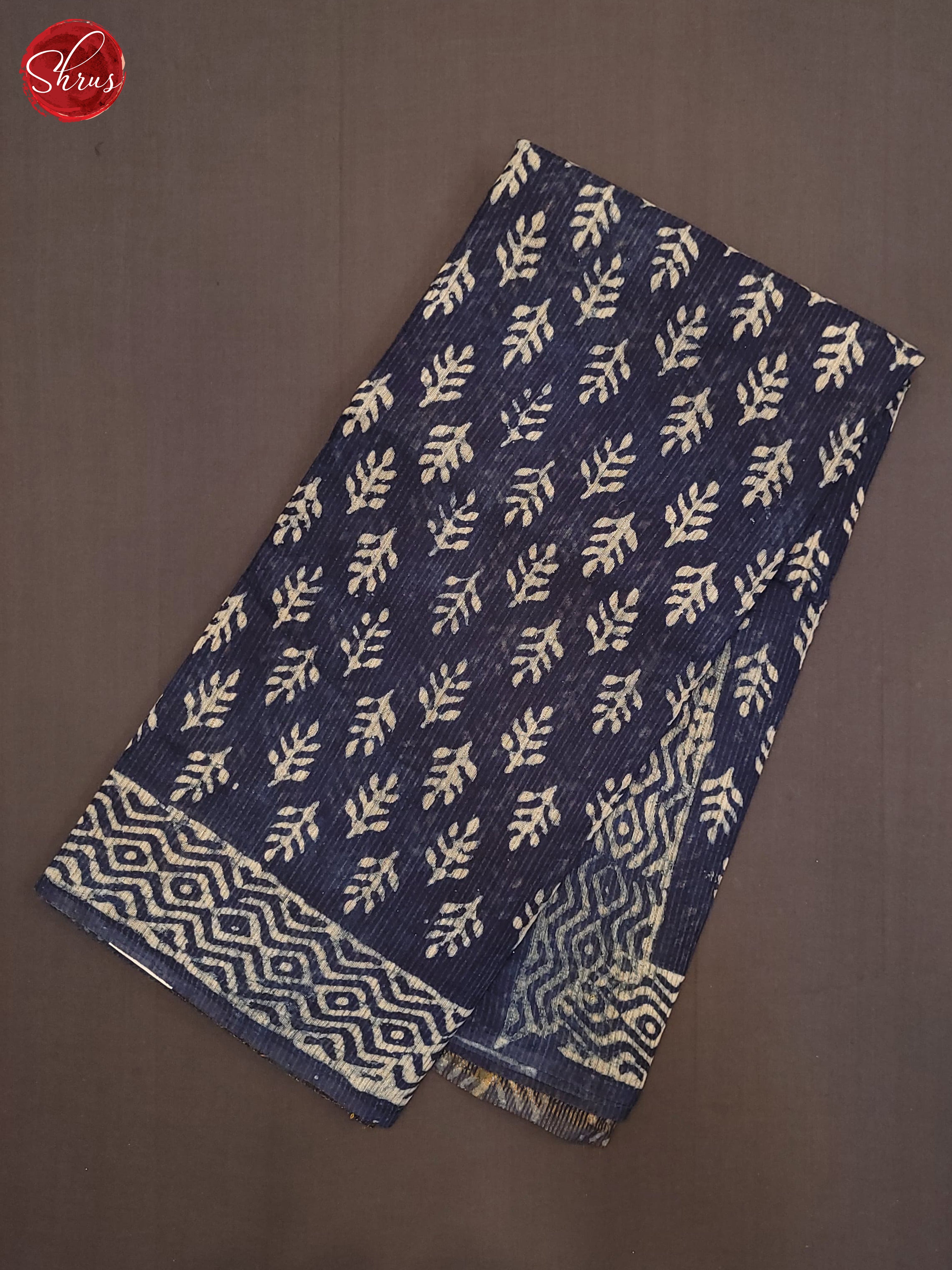Navy Blue(Single Tone) - Jaipur cotton Saree - Shop on ShrusEternity.com