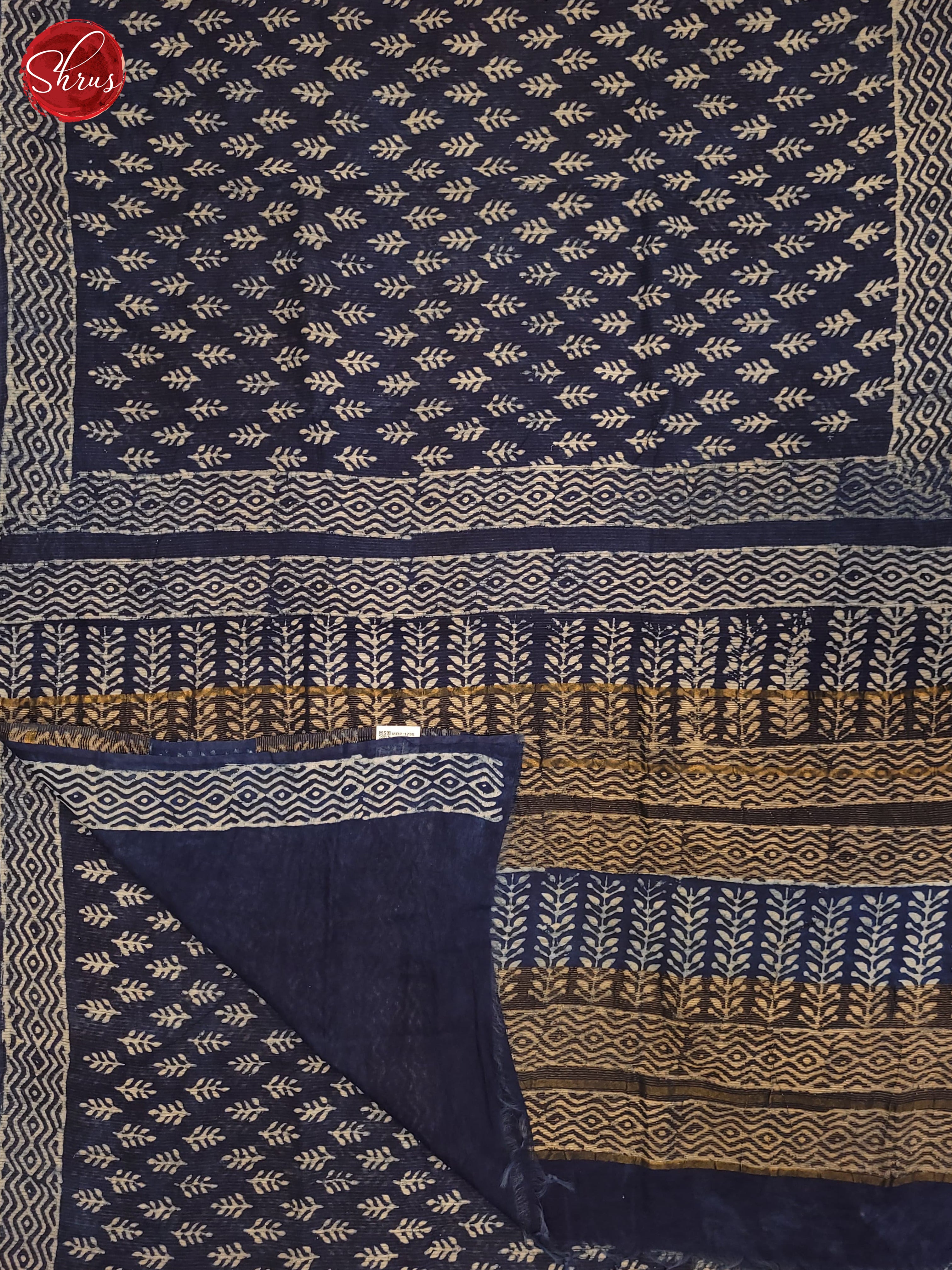 Navy Blue(Single Tone) - Jaipur cotton Saree - Shop on ShrusEternity.com