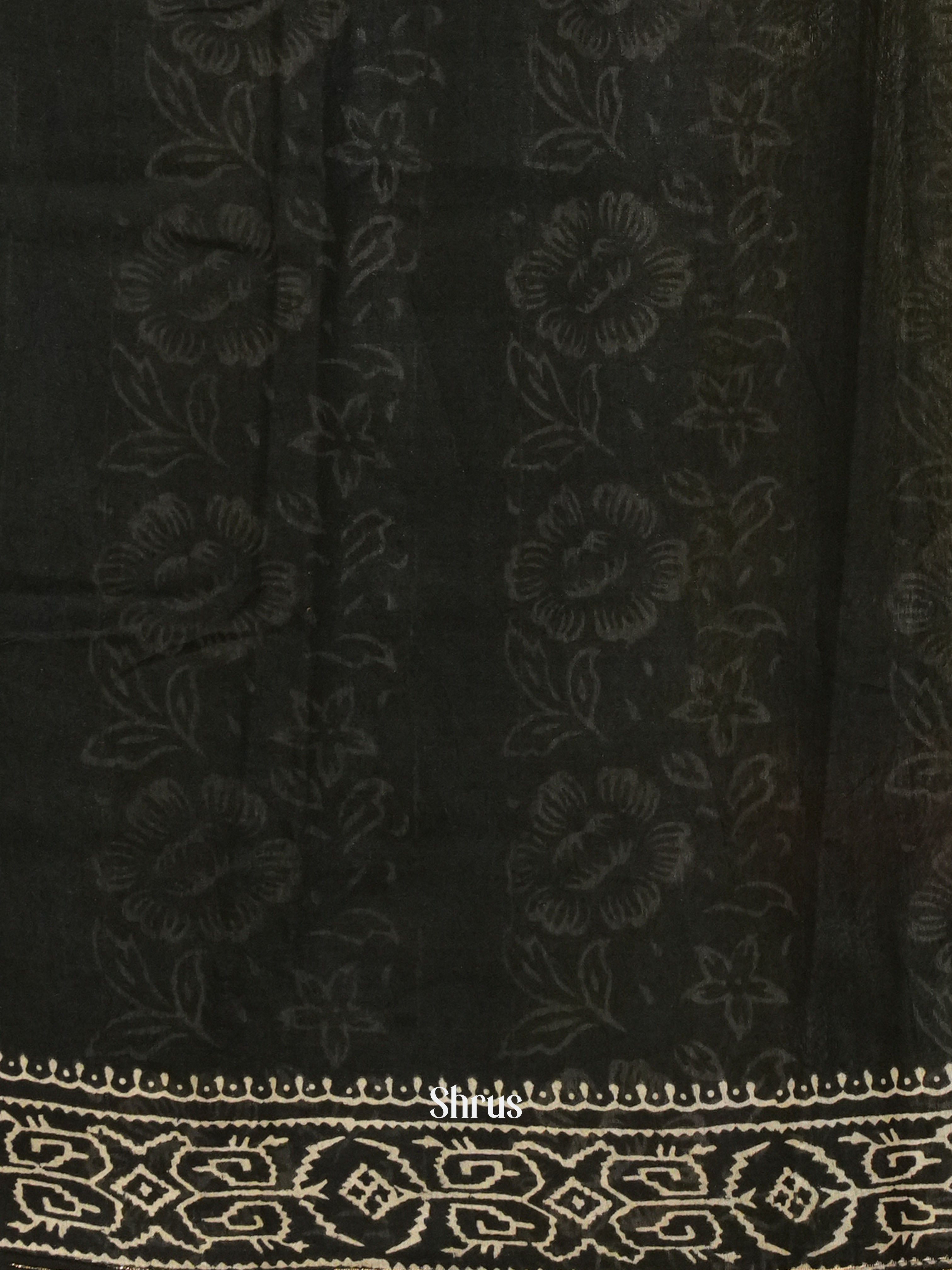Black -Jaipur cotton Saree - Shop on ShrusEternity.com