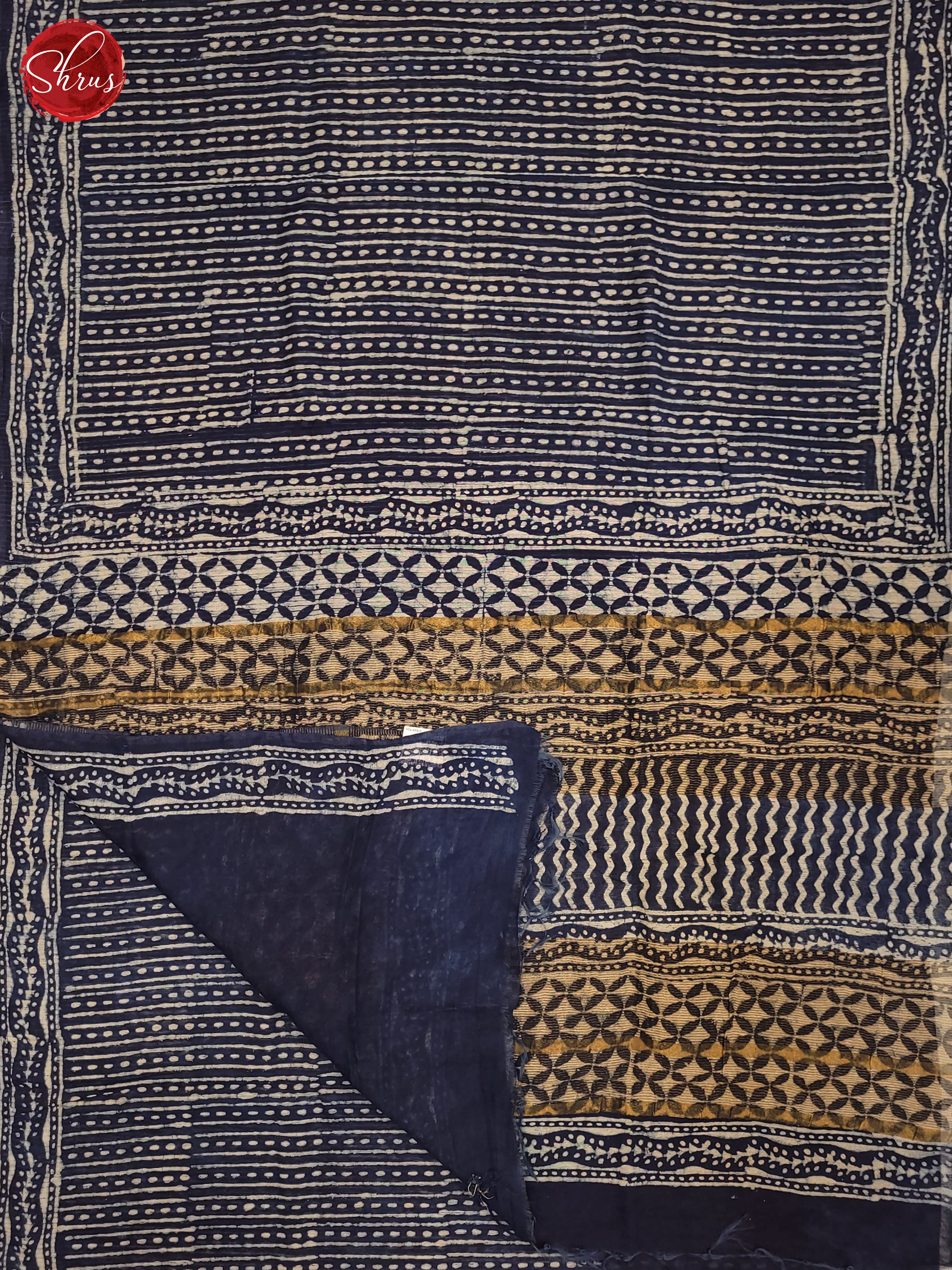 Navy Blue(Single Tone)- Jaipur cotton Saree - Shop on ShrusEternity.com